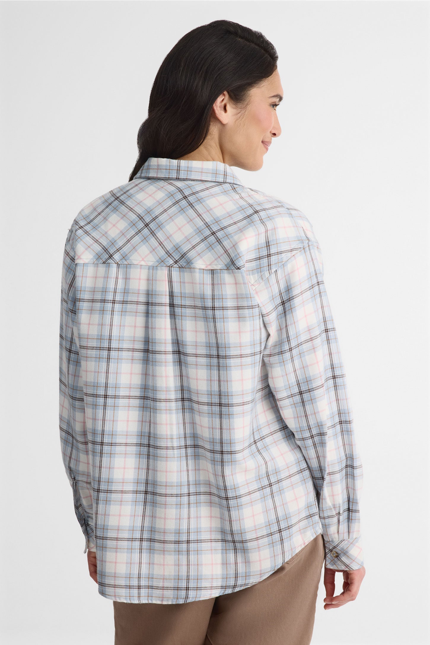 Chemisier à manches longues en flanelle - Femme && BLEU MULTI