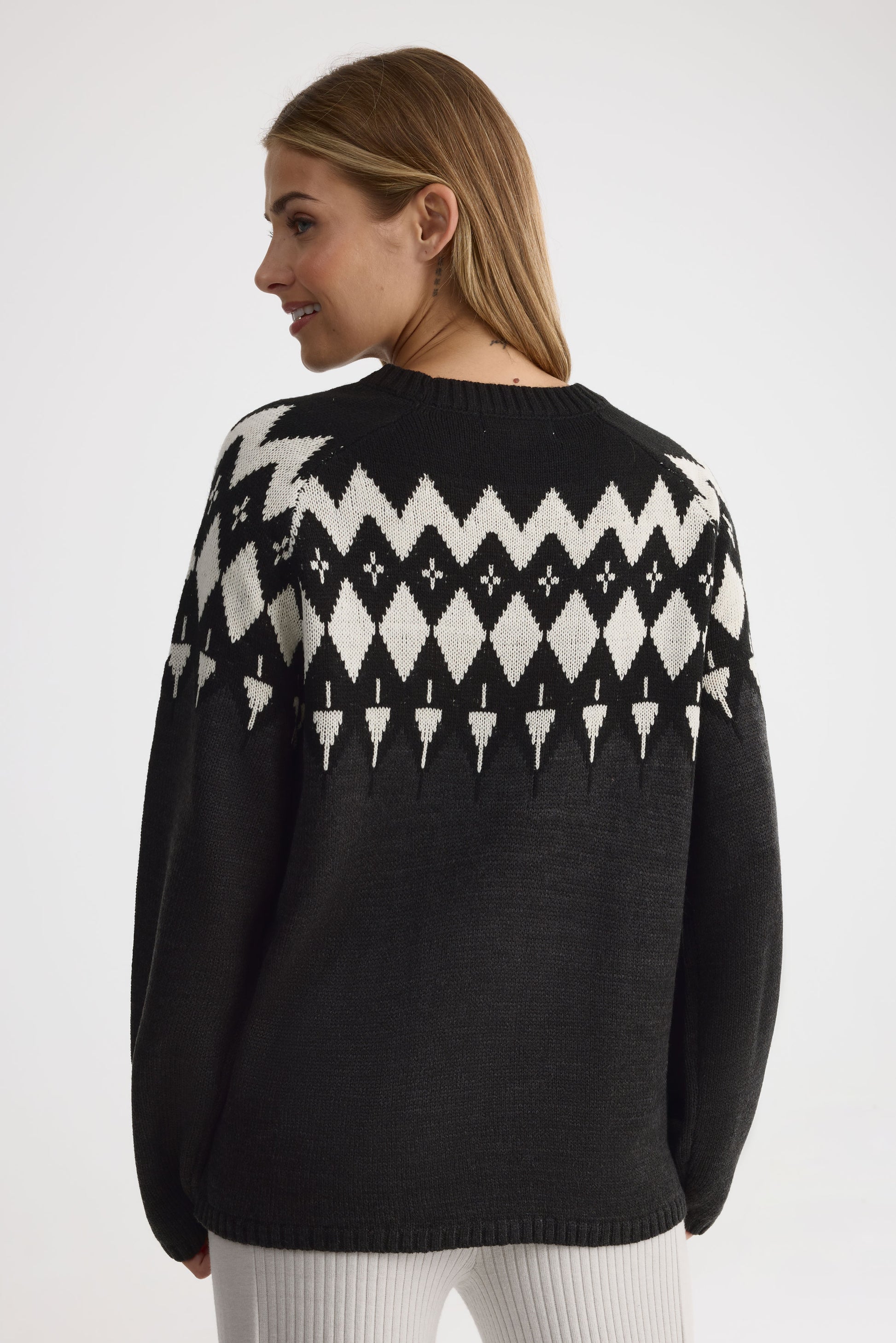 Chandail tricot à col rond – Femme && CHARBON/MULTI