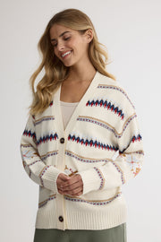 Cardigan long boxy en tricot doux – Femme && BLANC CASSÉ/MULTI