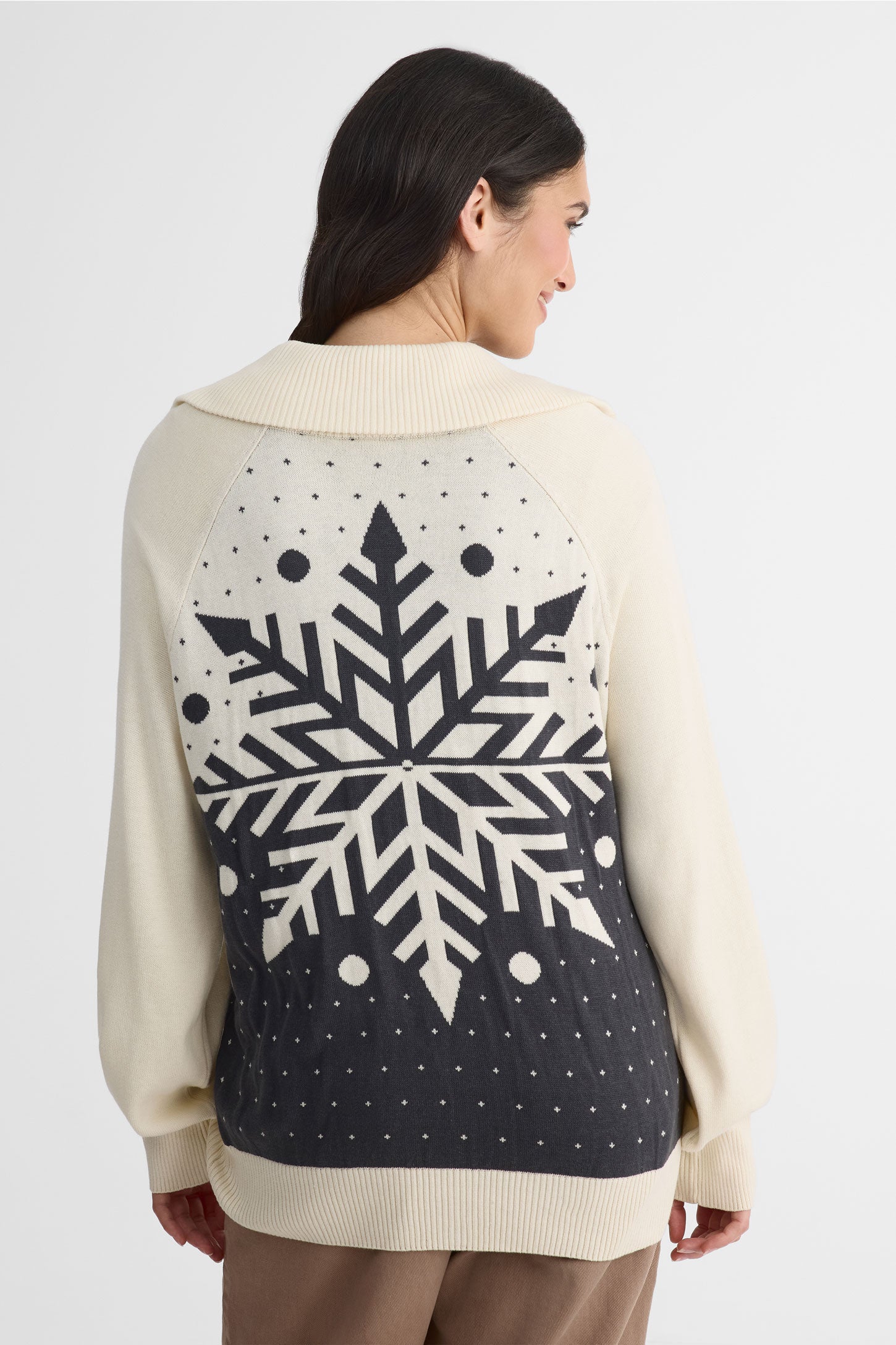 Cardigan long à col montant – Femme && CHARBON/MULTI