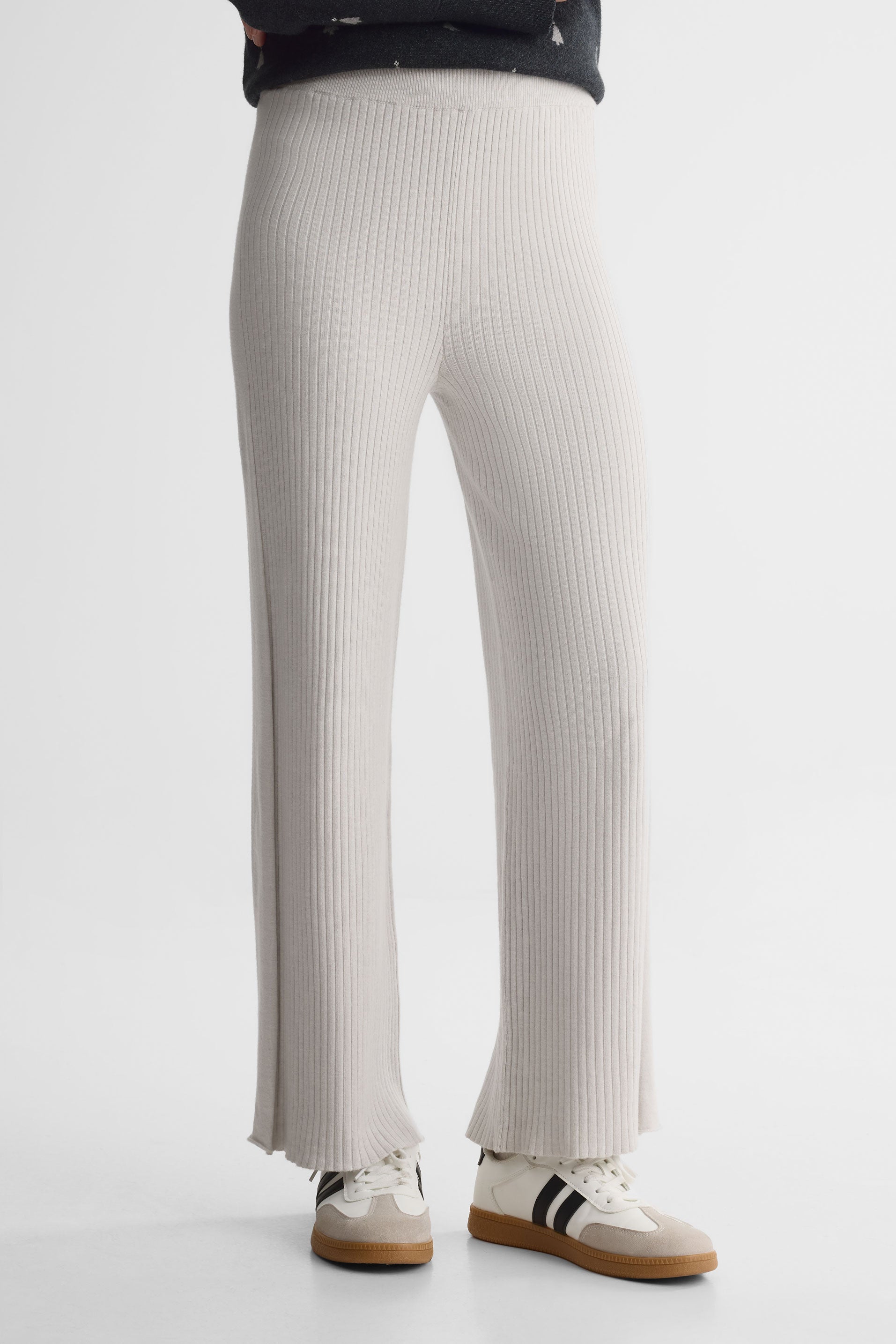Pantalon mi-hauteur, pull-on, jambe droite - Femme && GRIS MIXTE