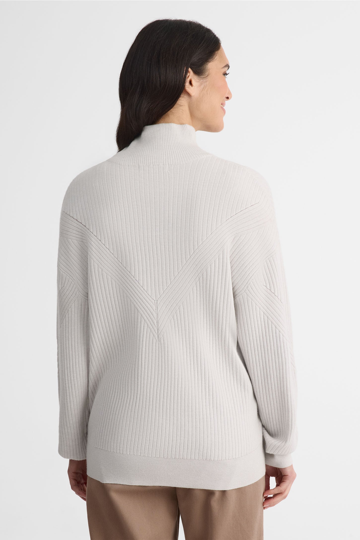 Chandail boxy col montant à zip - Femme && GRIS MIXTE