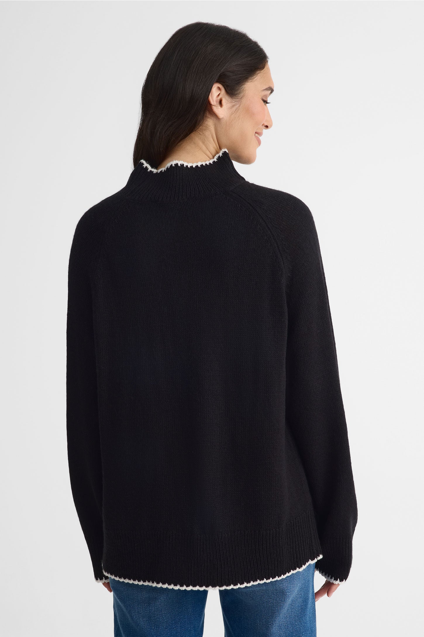 Chandail tricot à manches raglan – Femme && NOIR