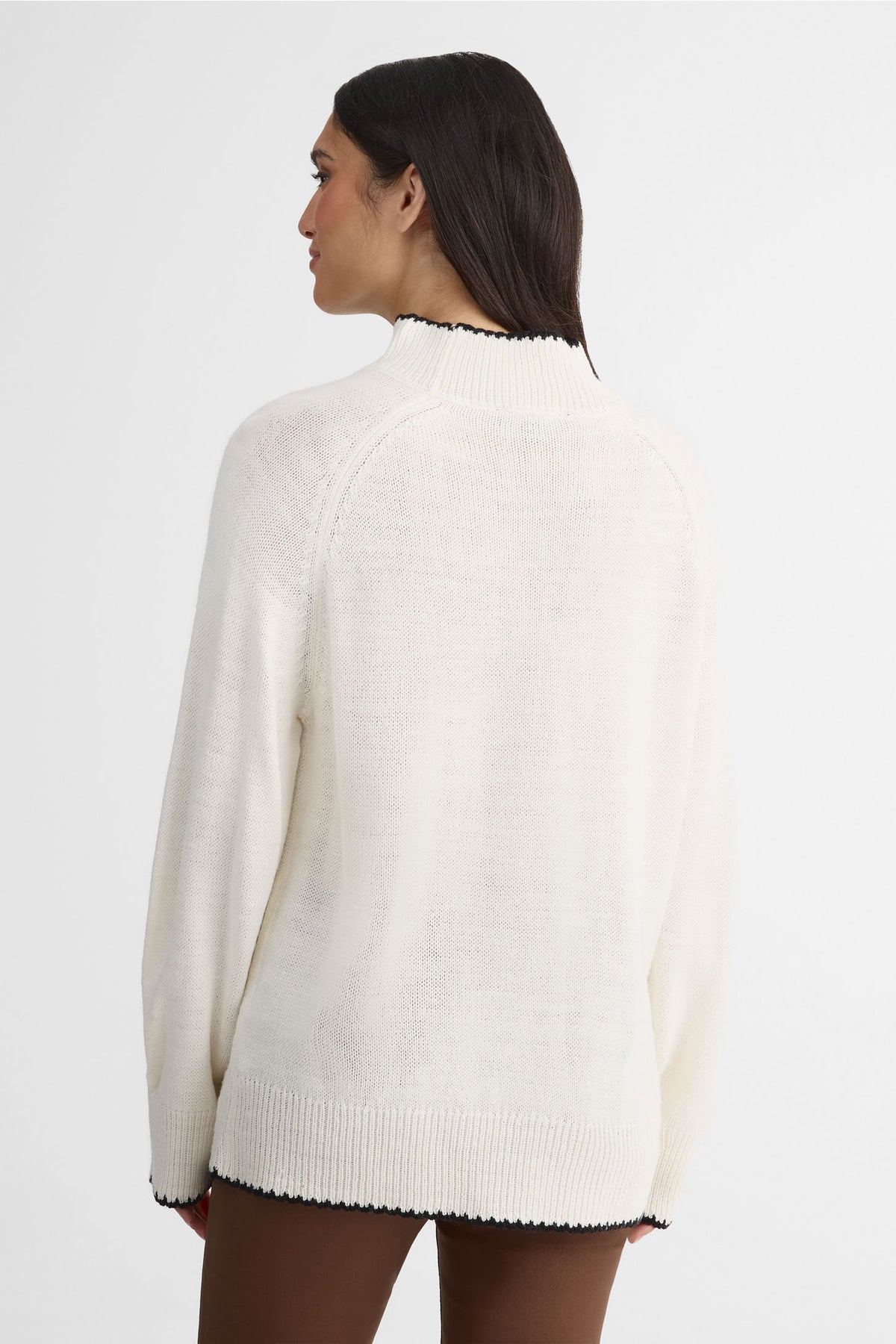 Chandail tricot à manches raglan – Femme && BLANC CASSÉ