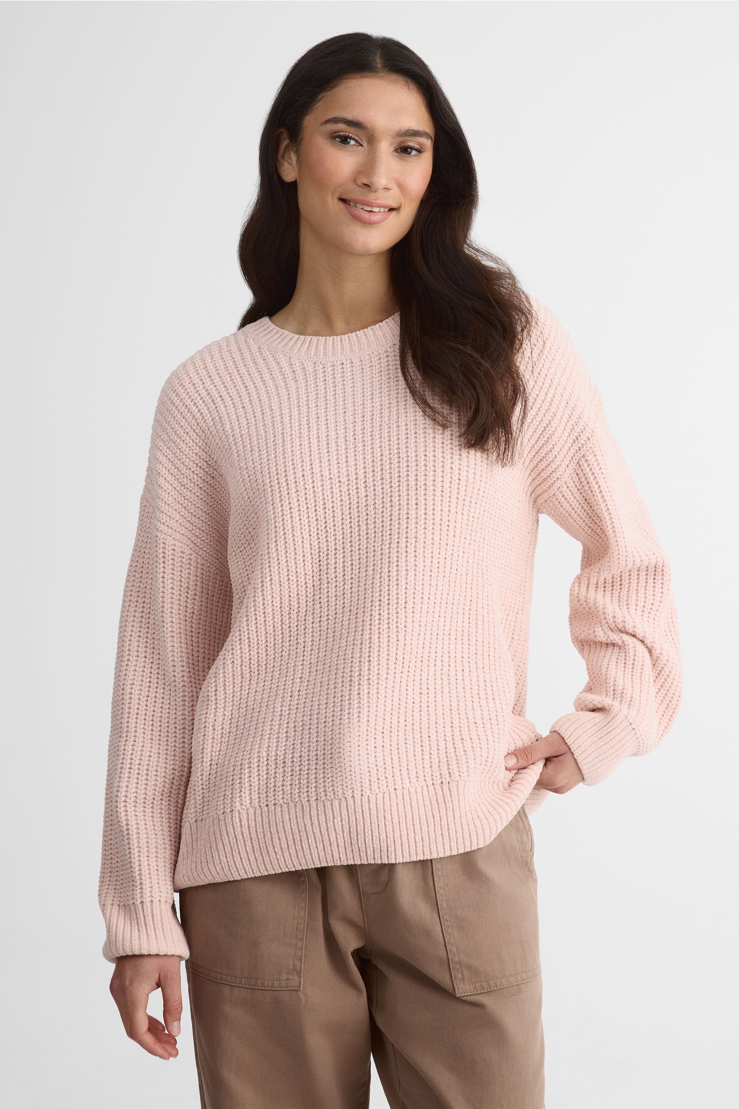 Chandail tricot chenille col rond – Femme && ROSE