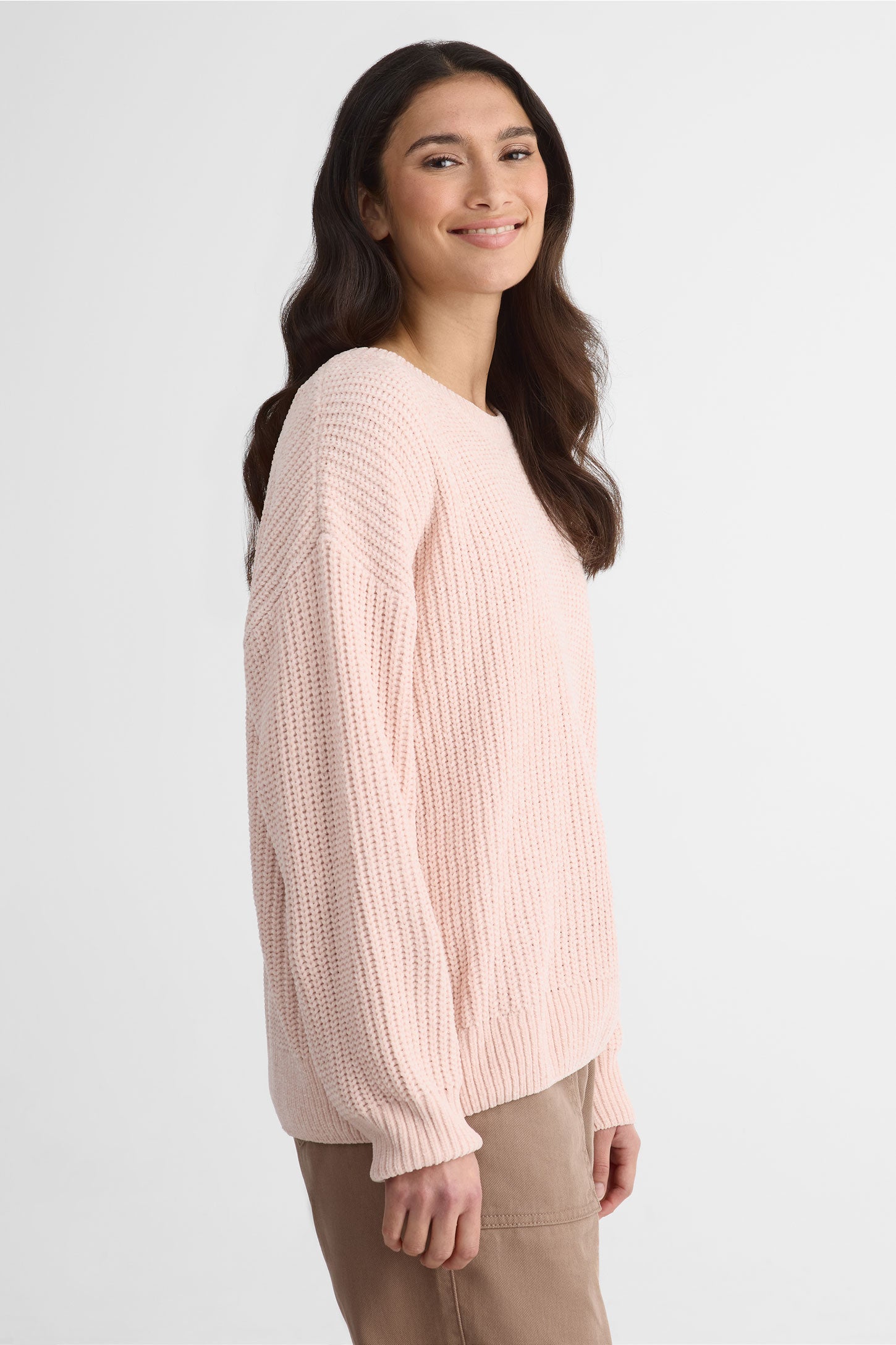 Chandail tricot chenille col rond – Femme && ROSE