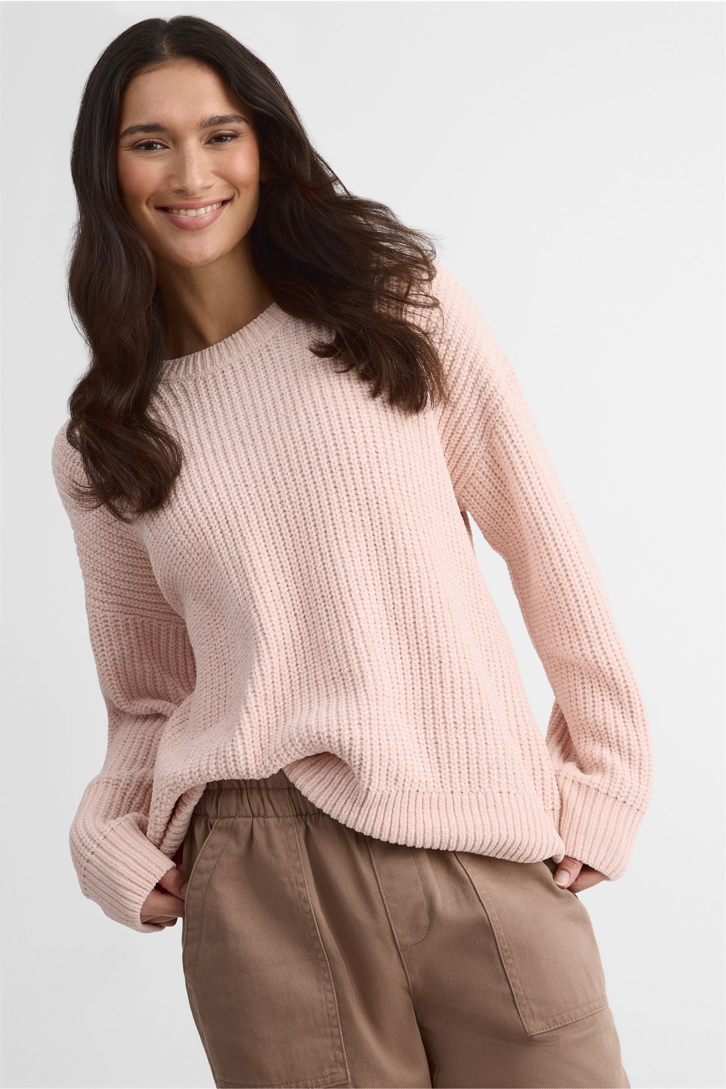 Chandail tricot chenille col rond – Femme && ROSE