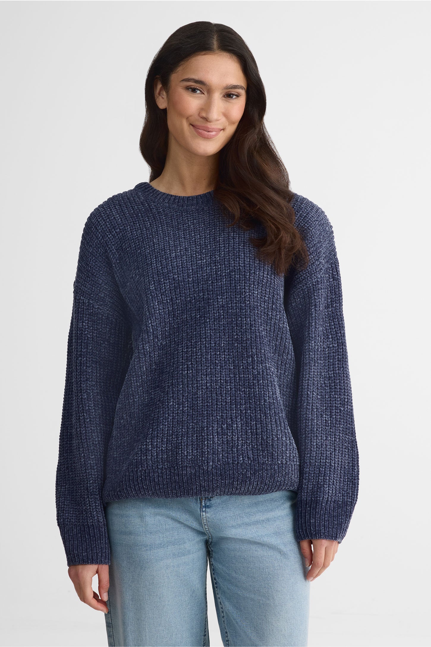 Chandail tricot chenille col rond – Femme && MARIN