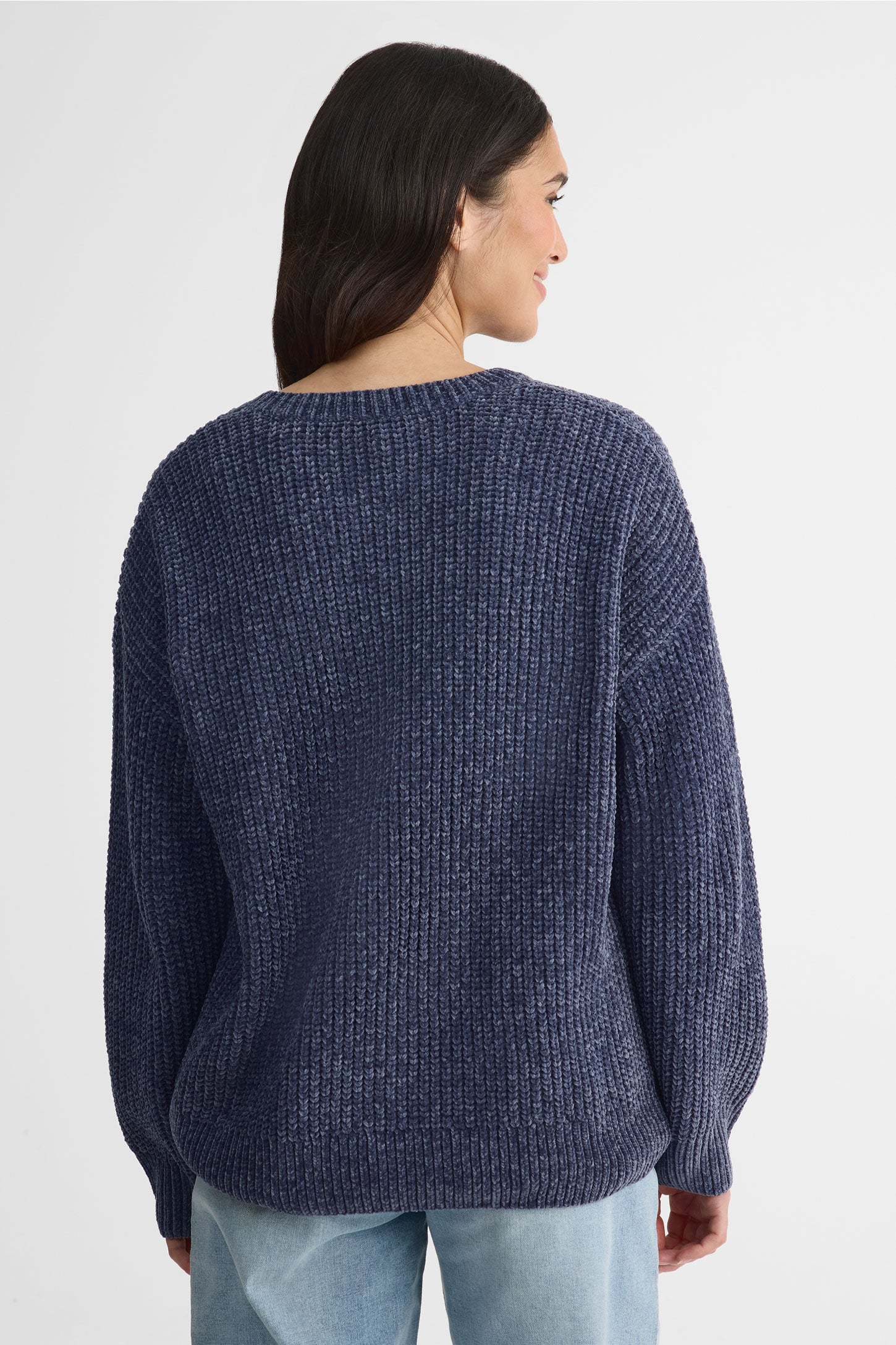 Chandail tricot chenille col rond – Femme && MARIN