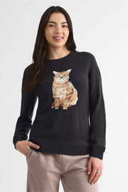 Chandail tricot uni à manches longues – Femme && CHARBON MIXTE