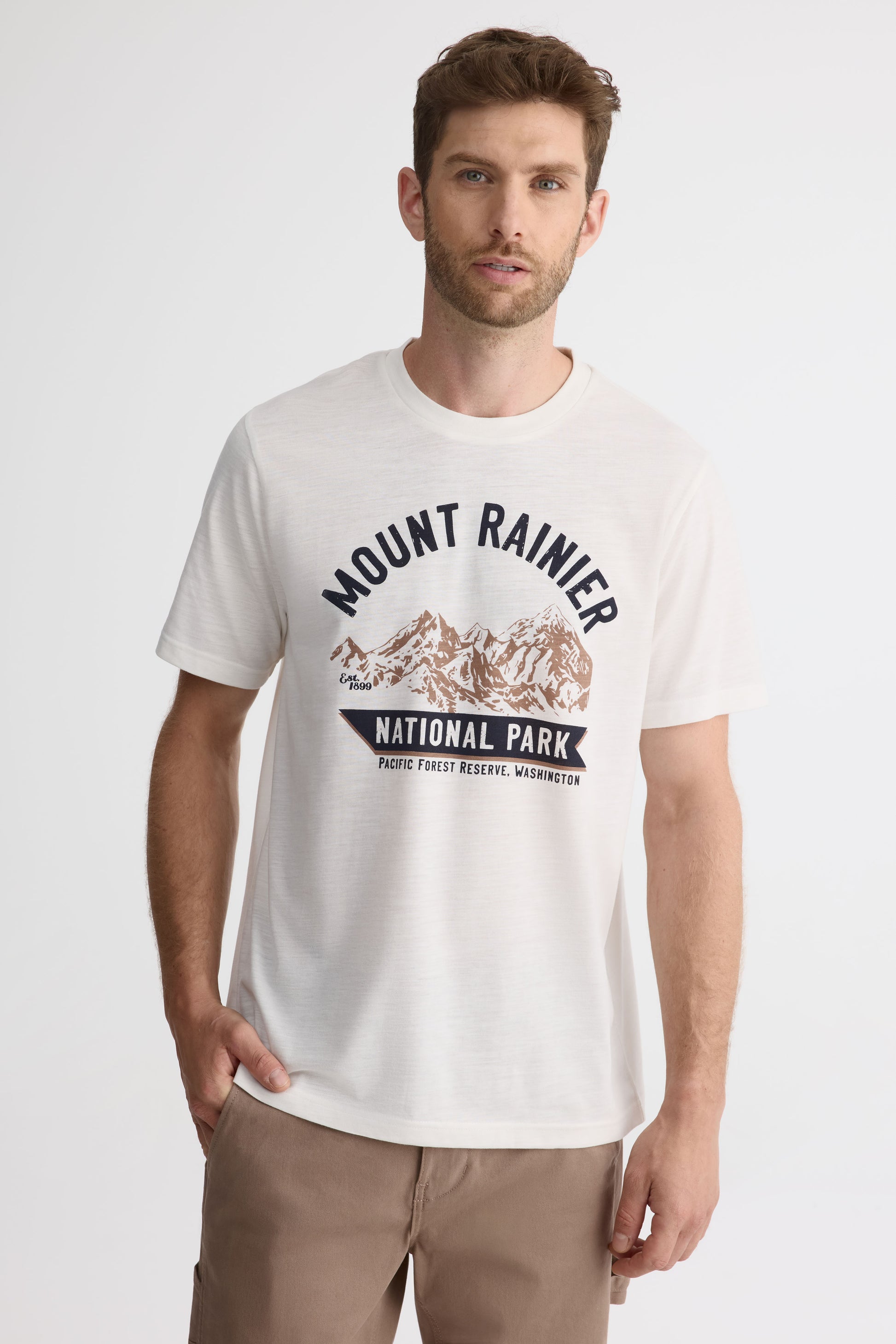 Chandail uni avec graphique – Homme && BLANC CASSÉ