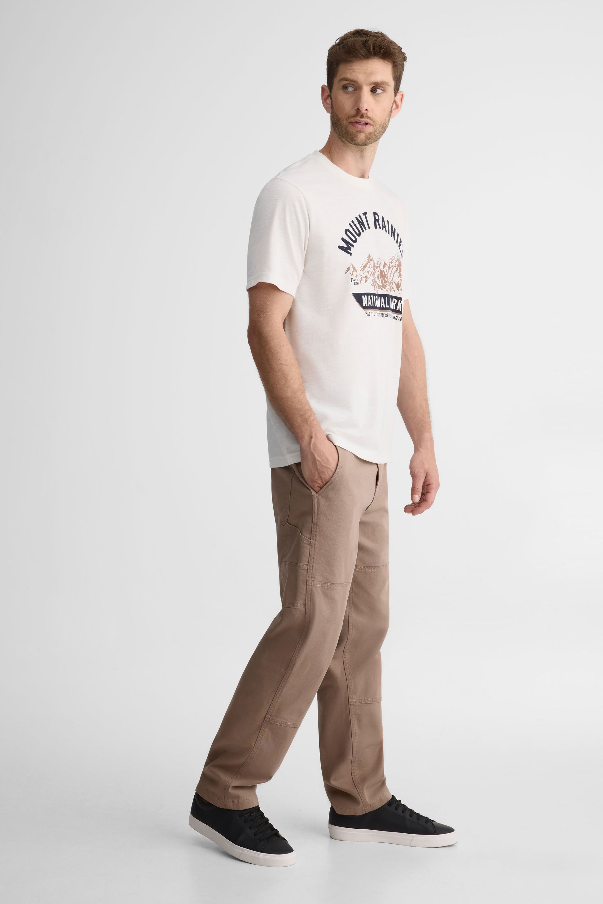 Chandail uni avec graphique – Homme && BLANC CASSÉ