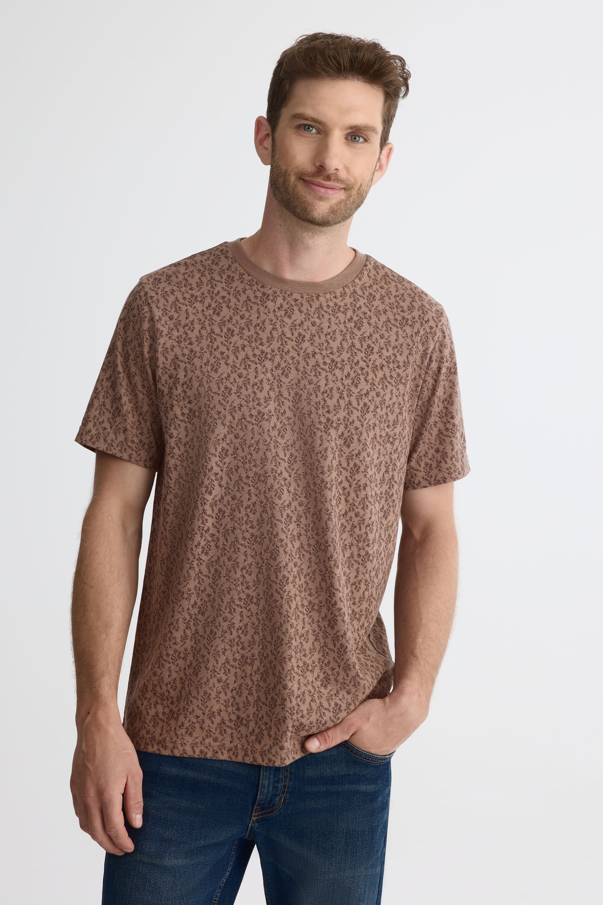 Chandail en jersey peigné - Homme && BRUN/MULTI