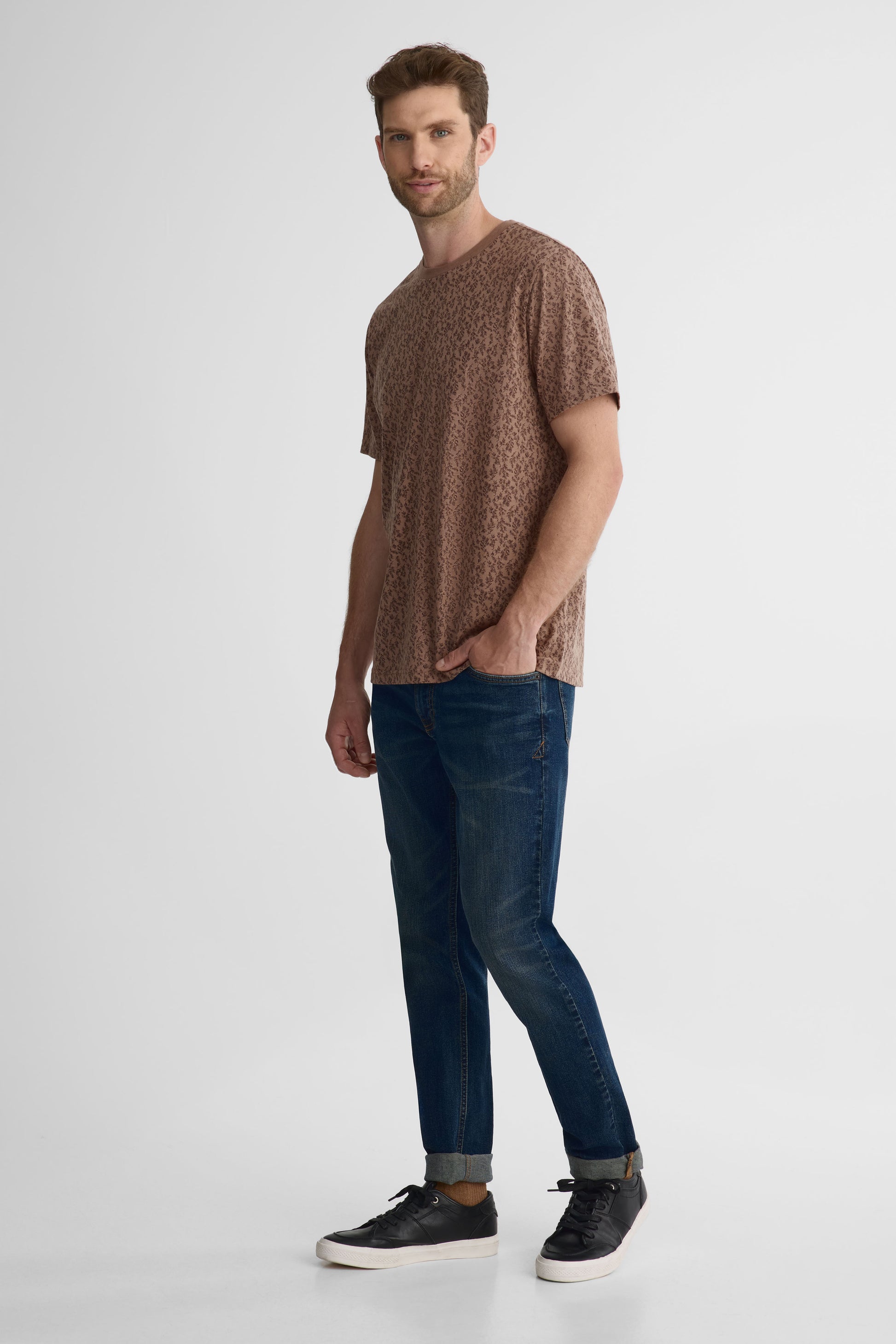 Chandail en jersey peigné - Homme && BRUN/MULTI