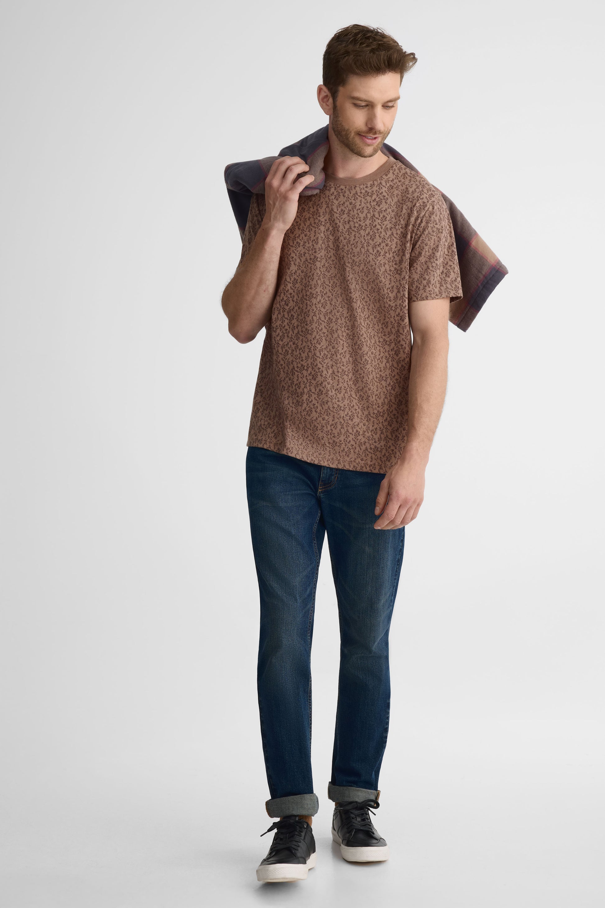 Chandail en jersey peigné - Homme && BRUN/MULTI