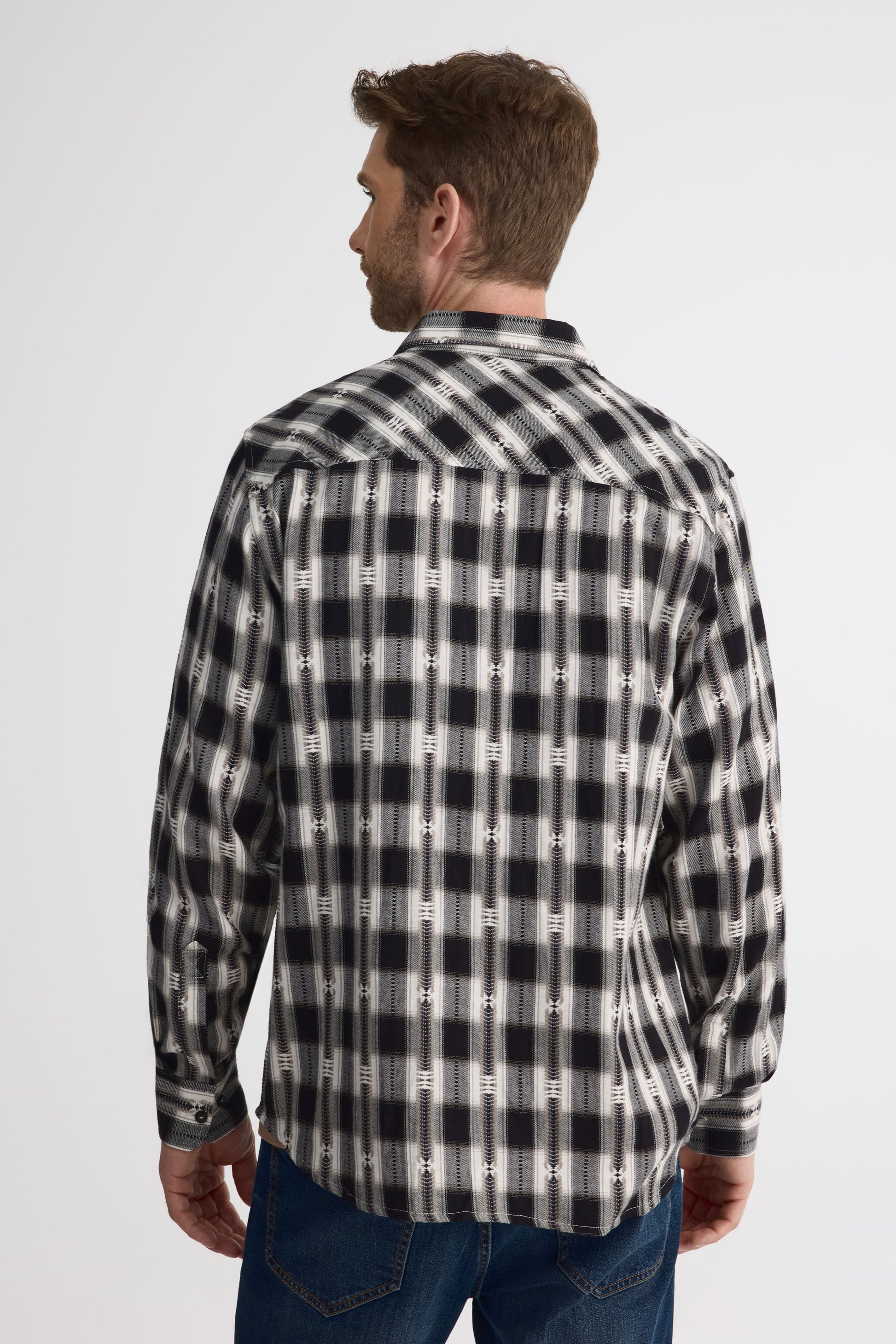 Chemise à manches longues en jacquard - Homme && BLANC CASSÉ/MULTI