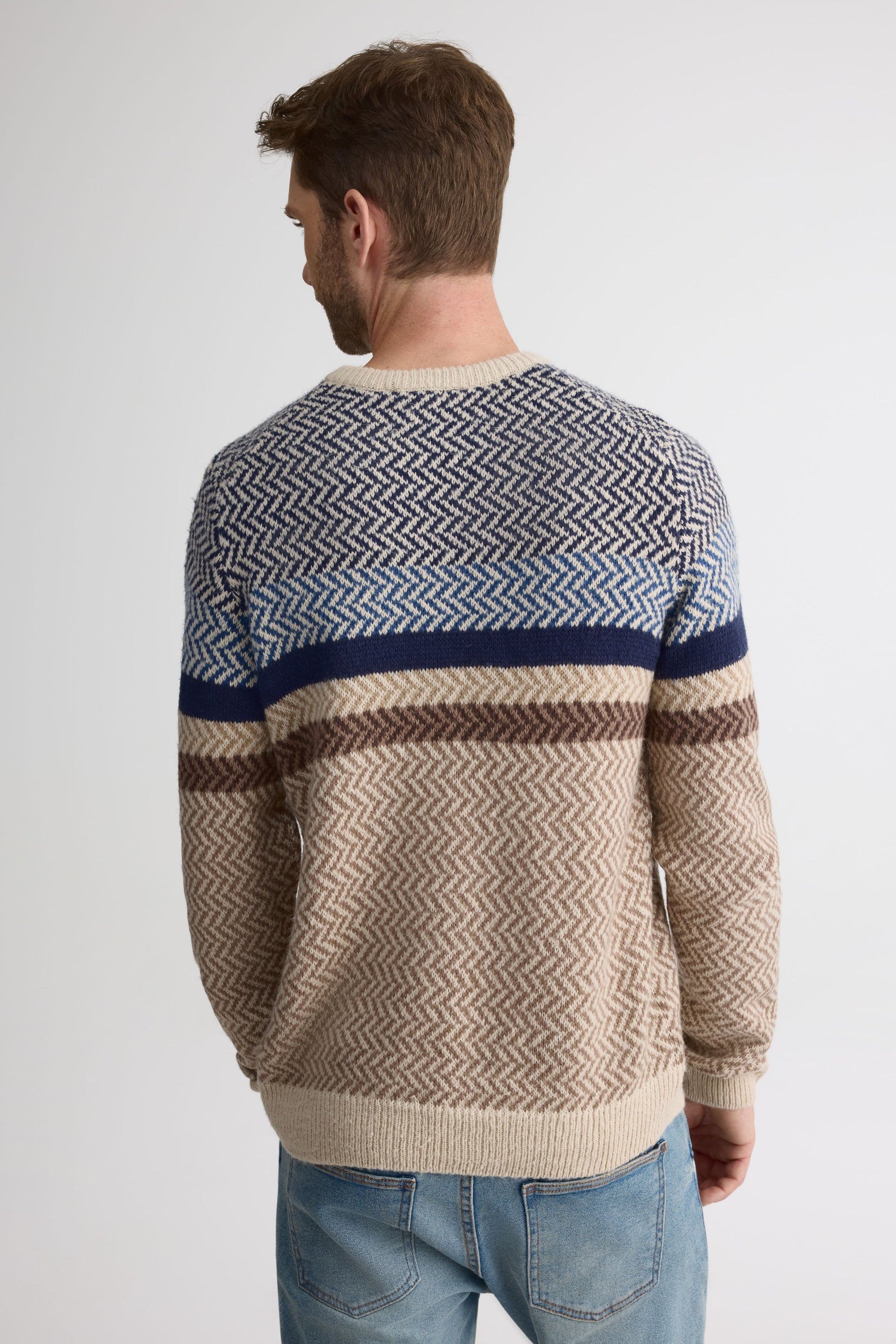 Chandail tricot rayé à manches longues - Homme && OATMEAL