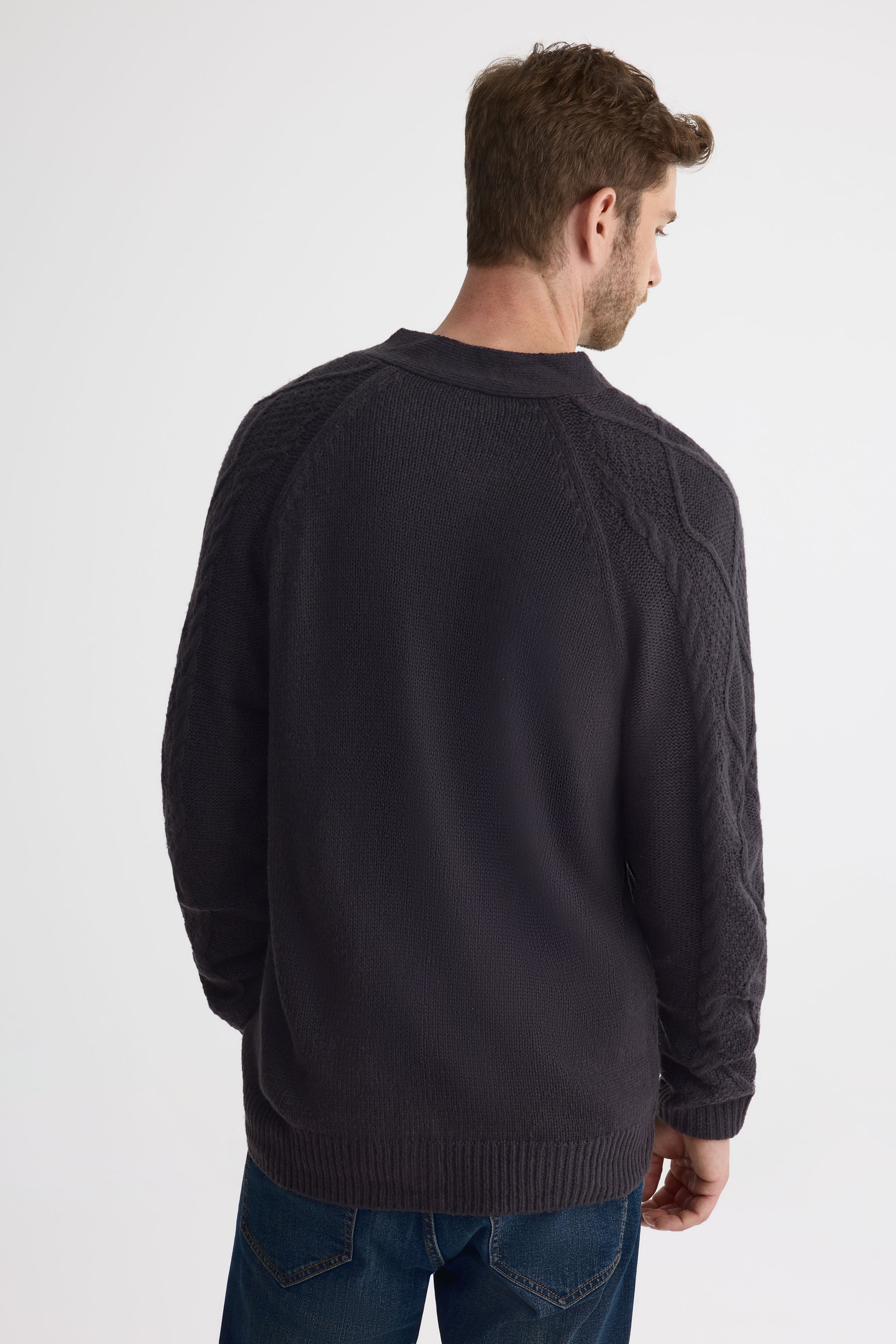 Cardigan tricot à manches longues – Homme && CHARBON MIXTE