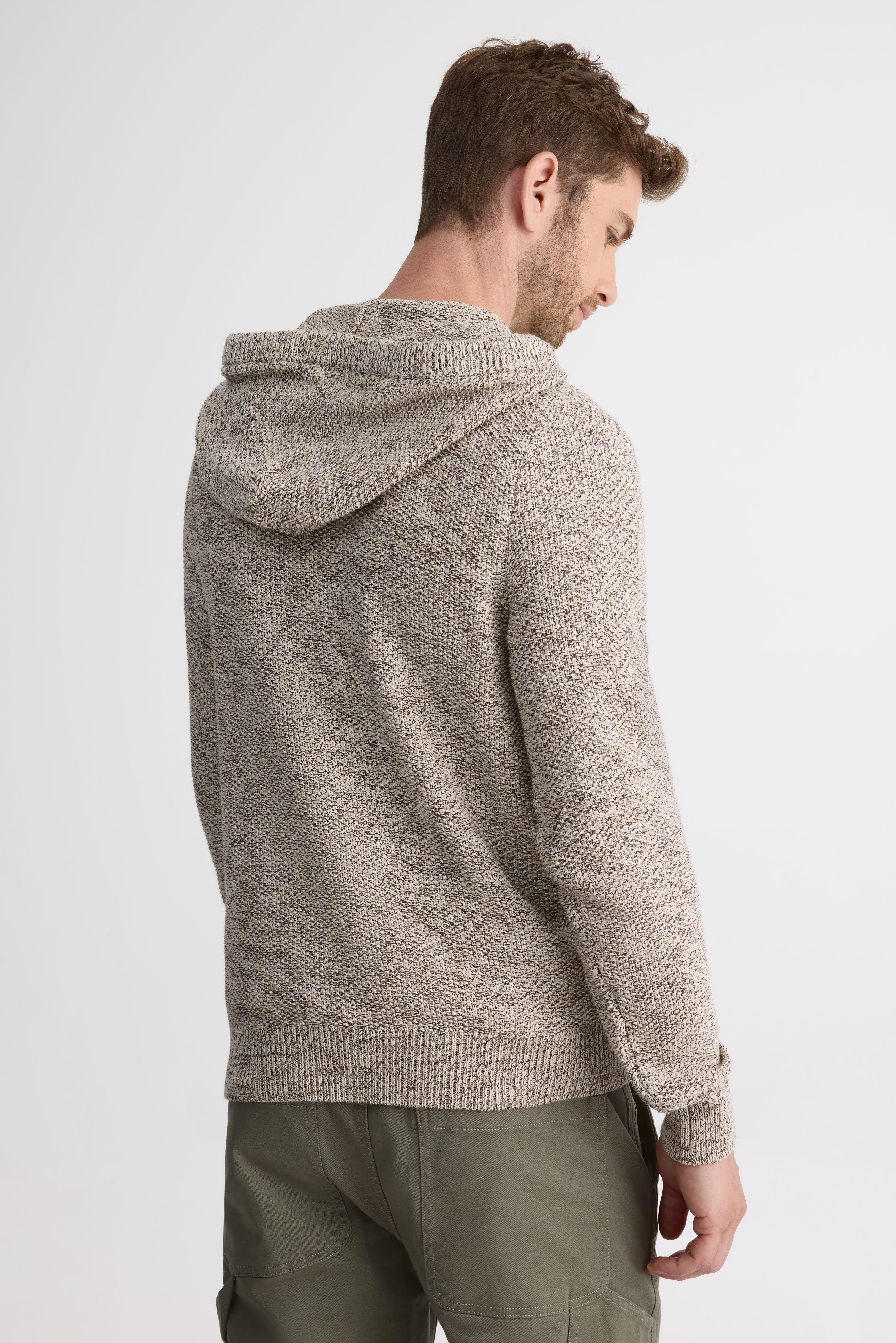 Chandail tricot à capuchon en coton - Homme && OATMEAL