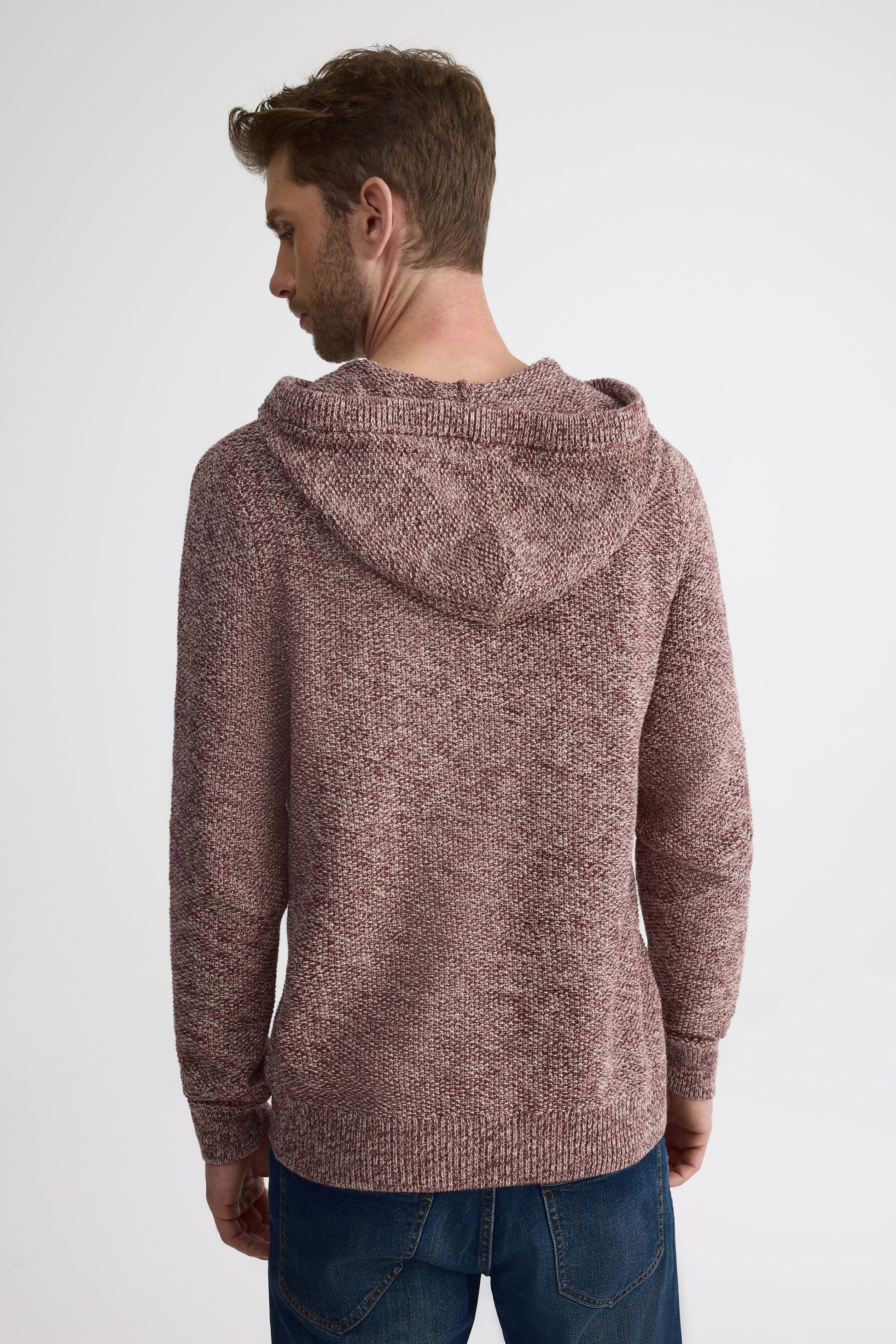 Chandail tricot à capuchon en coton - Homme && BRUN/MULTI