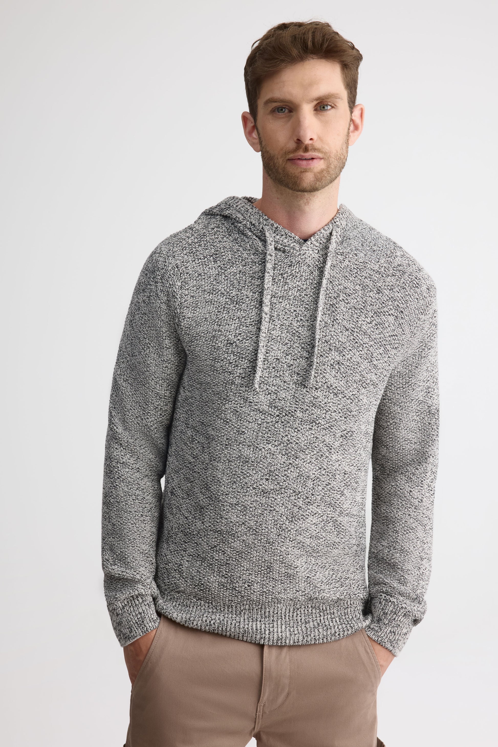 Chandail tricot à capuchon en coton - Homme && NOIR/MULTI