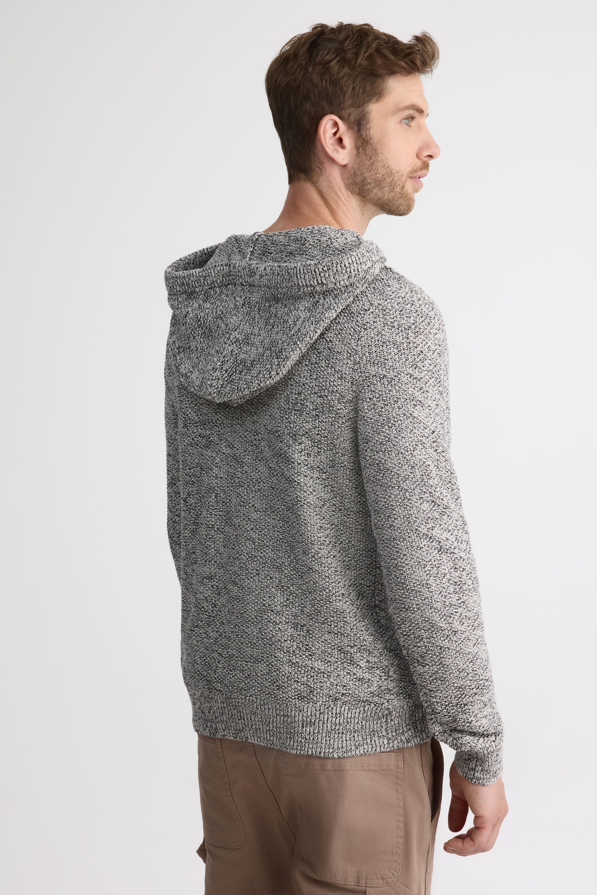 Chandail tricot à capuchon en coton - Homme && NOIR/MULTI