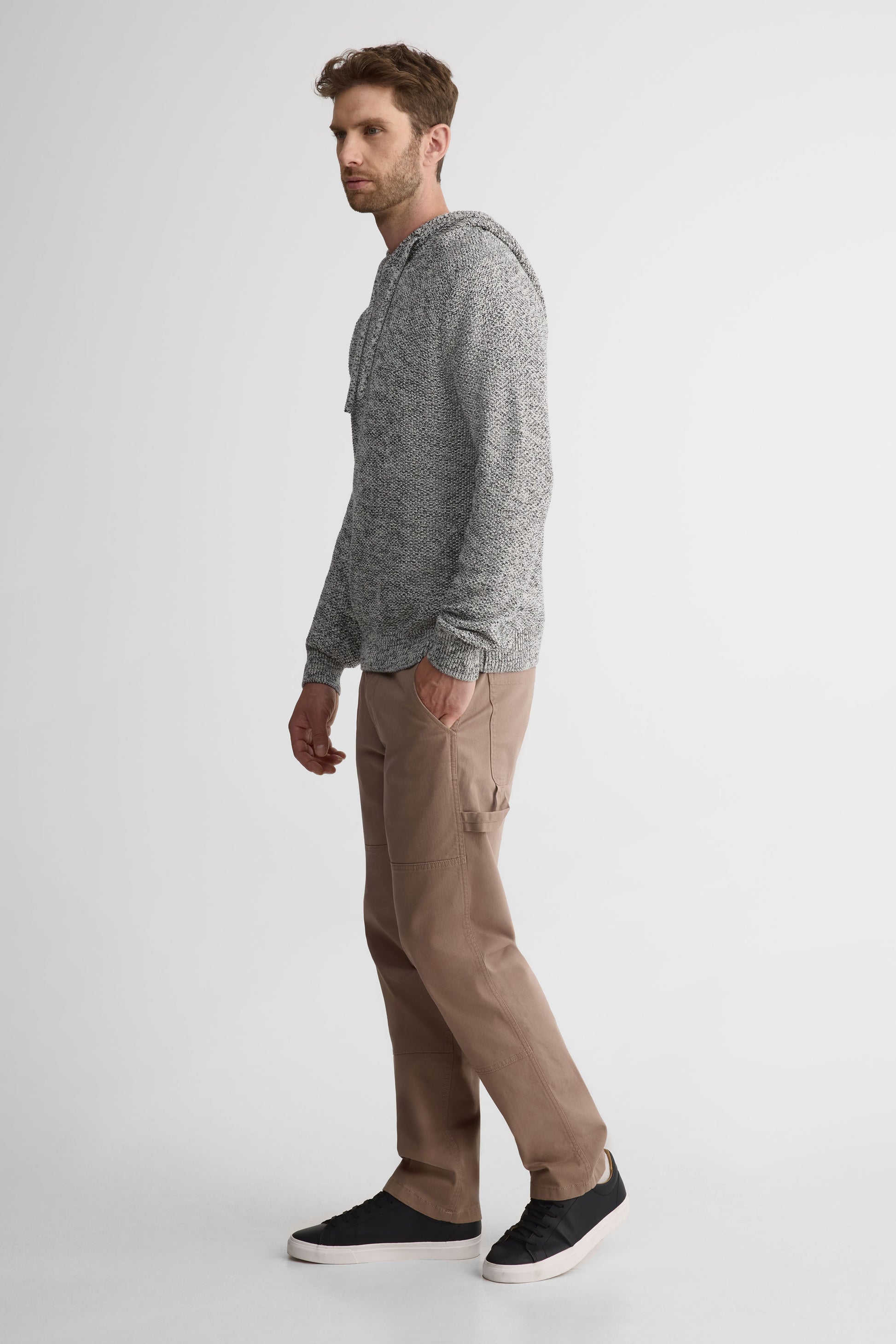 Chandail tricot à capuchon en coton - Homme && NOIR/MULTI