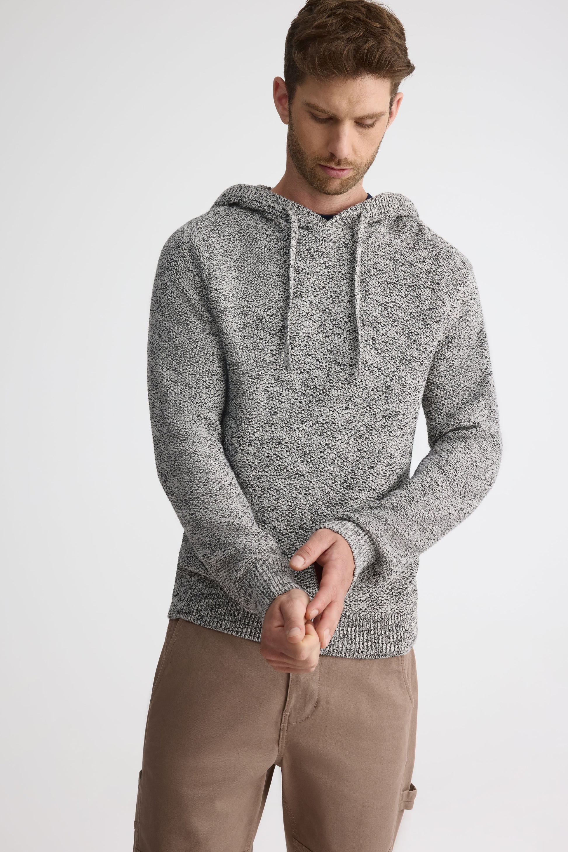 Chandail tricot à capuchon en coton - Homme && NOIR/MULTI