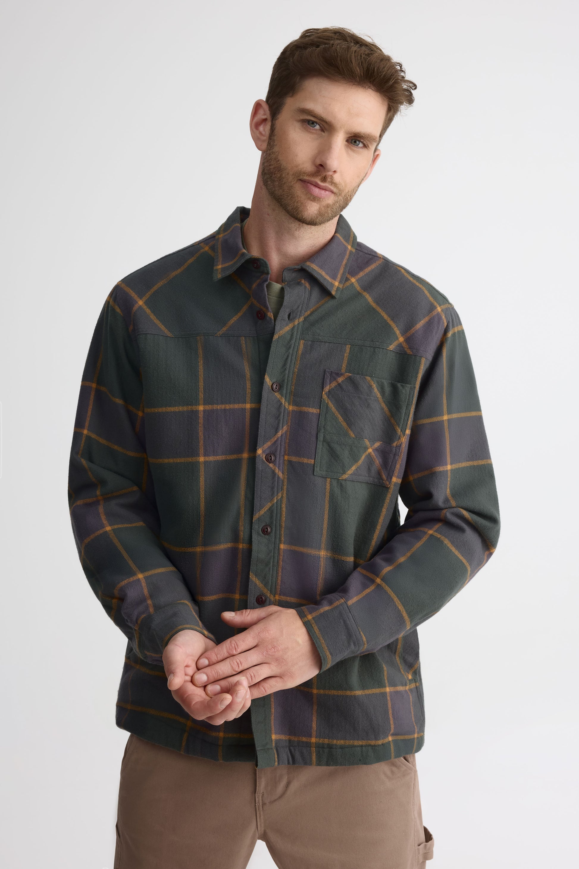 Surchemise à carreaux en flanelle - Homme && GRIS MULTI