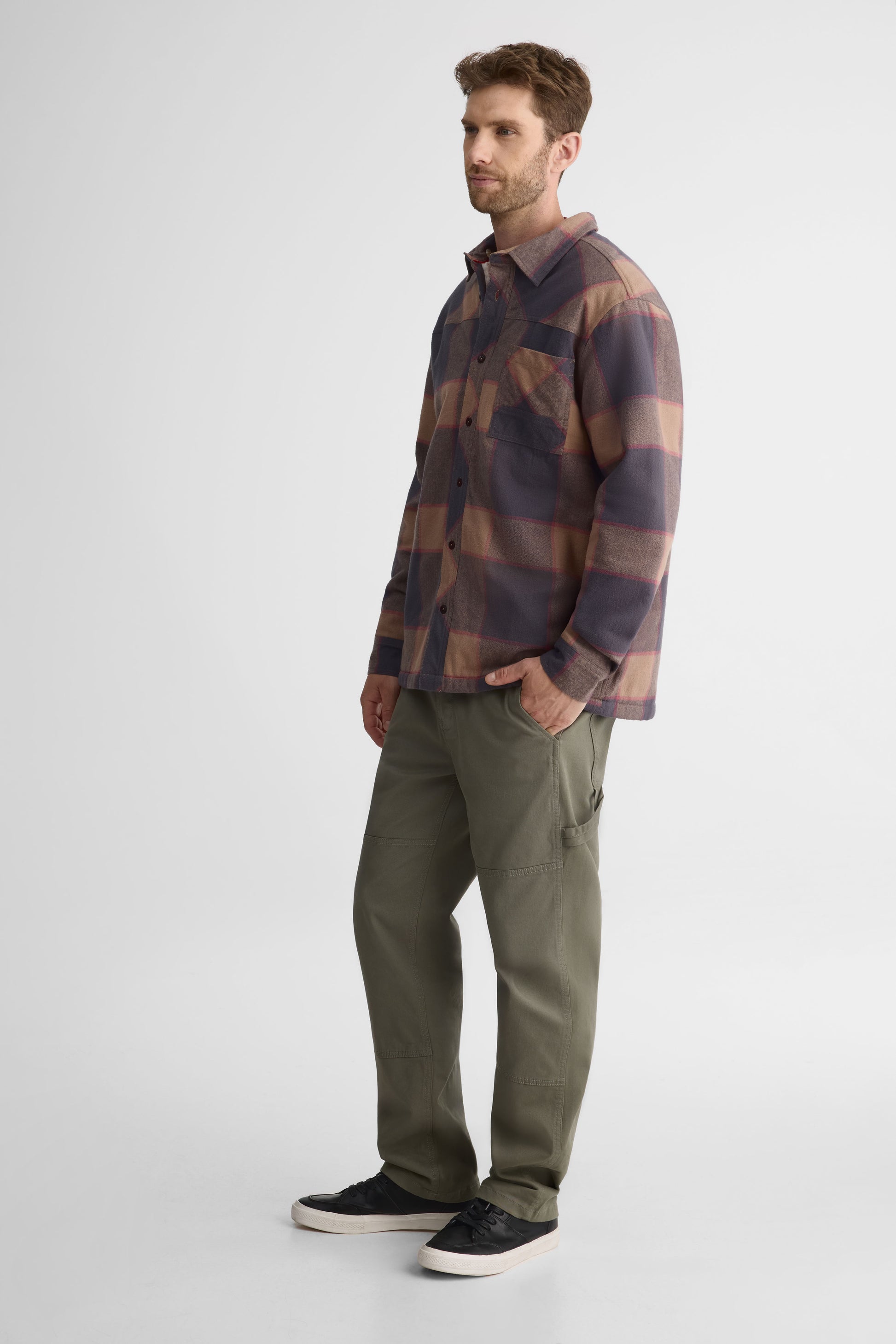 Surchemise à carreaux en flanelle - Homme && BRUN/MULTI