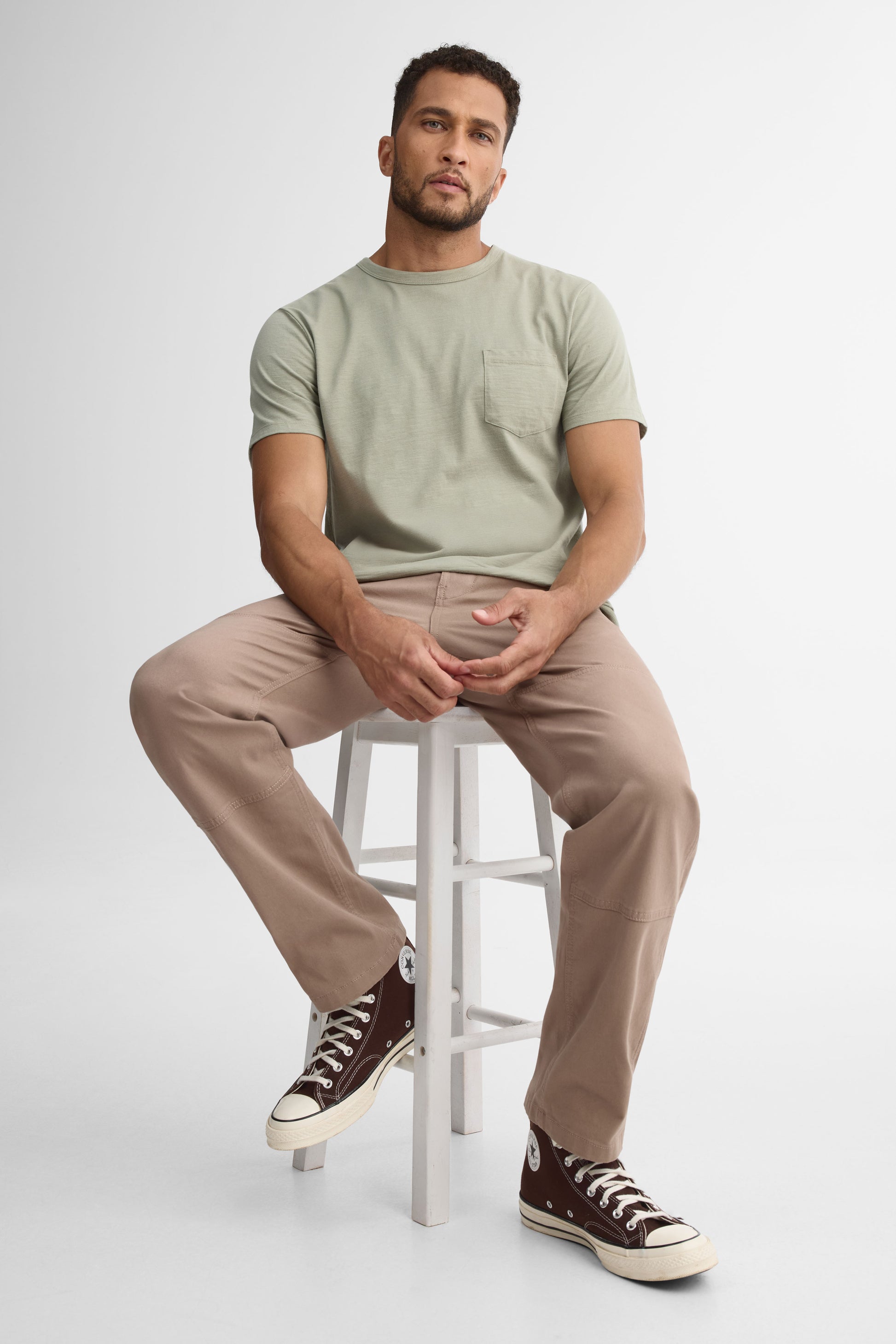 Pantalon Carpenter 5 poches en coton - Homme && TAUPE