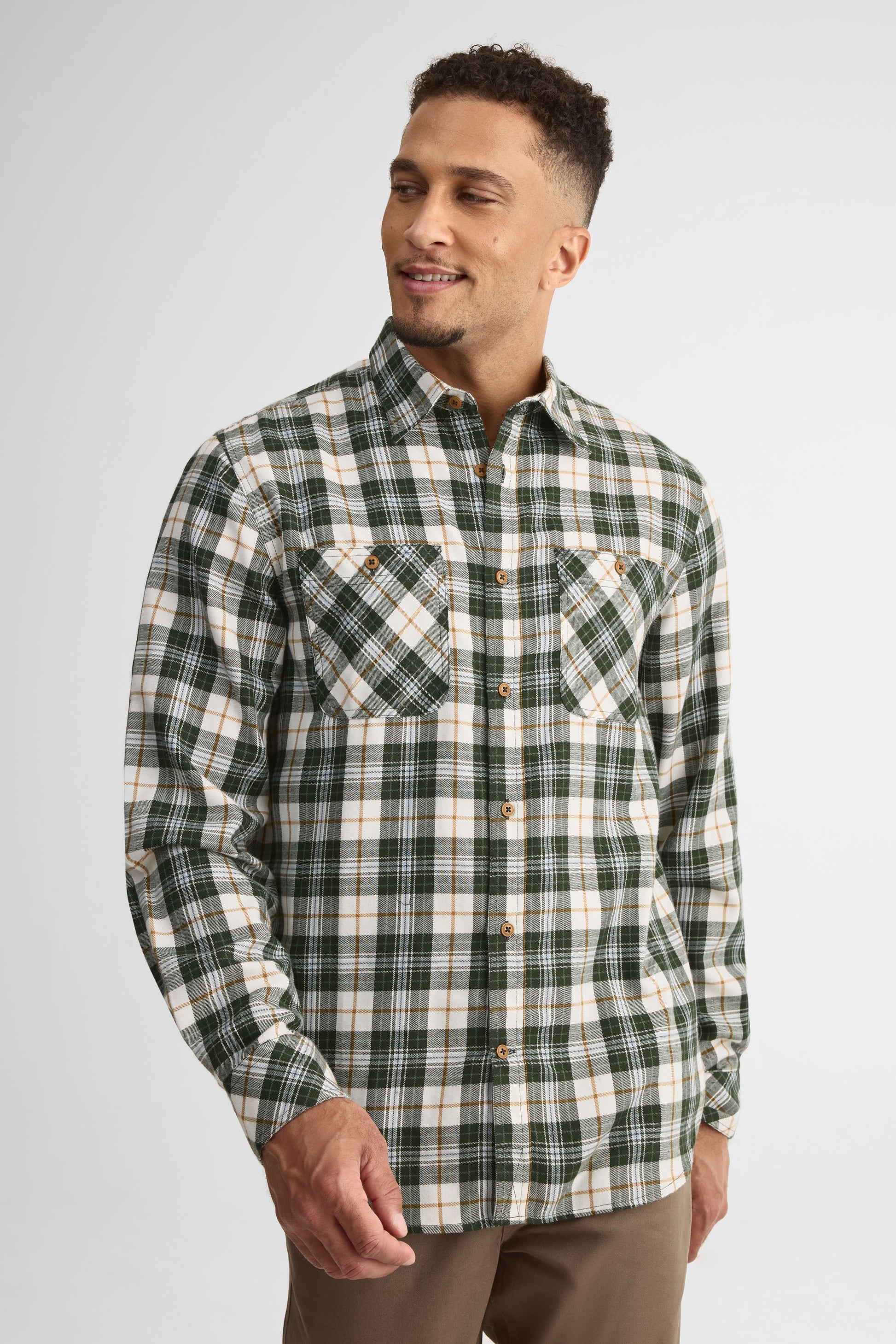 Chemise à carreaux, coupe régulière - Homme && VERT/MULTI