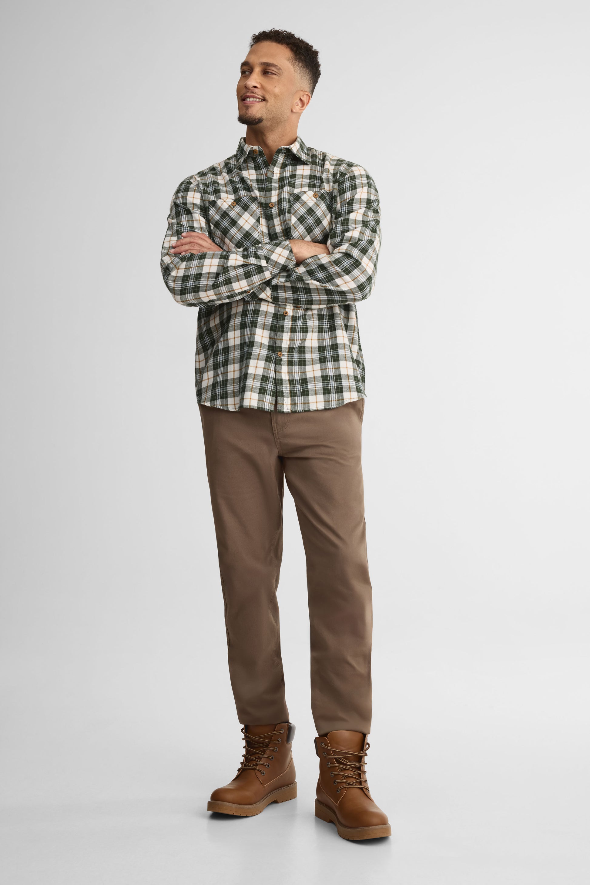 Chemise à carreaux, coupe régulière - Homme && VERT/MULTI