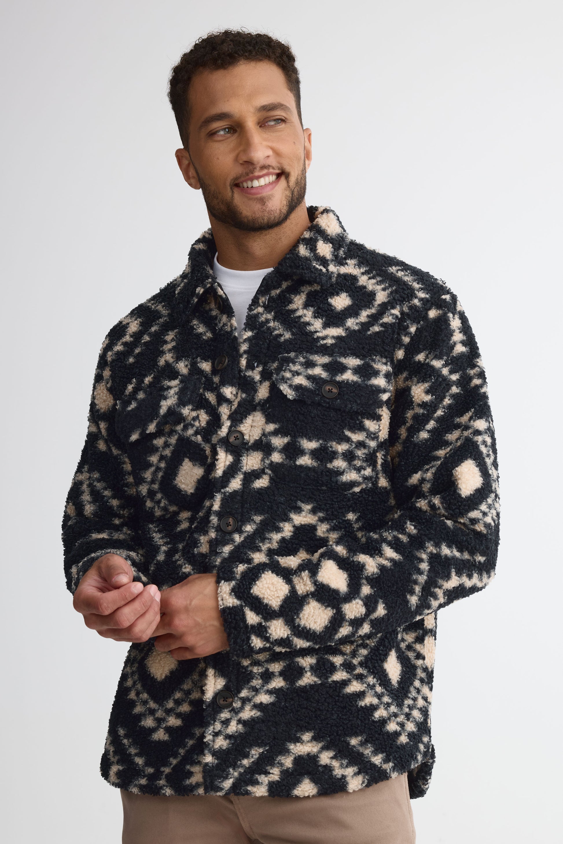 Chandail Sherpa à manches longues – Homme && NOIR/MULTI