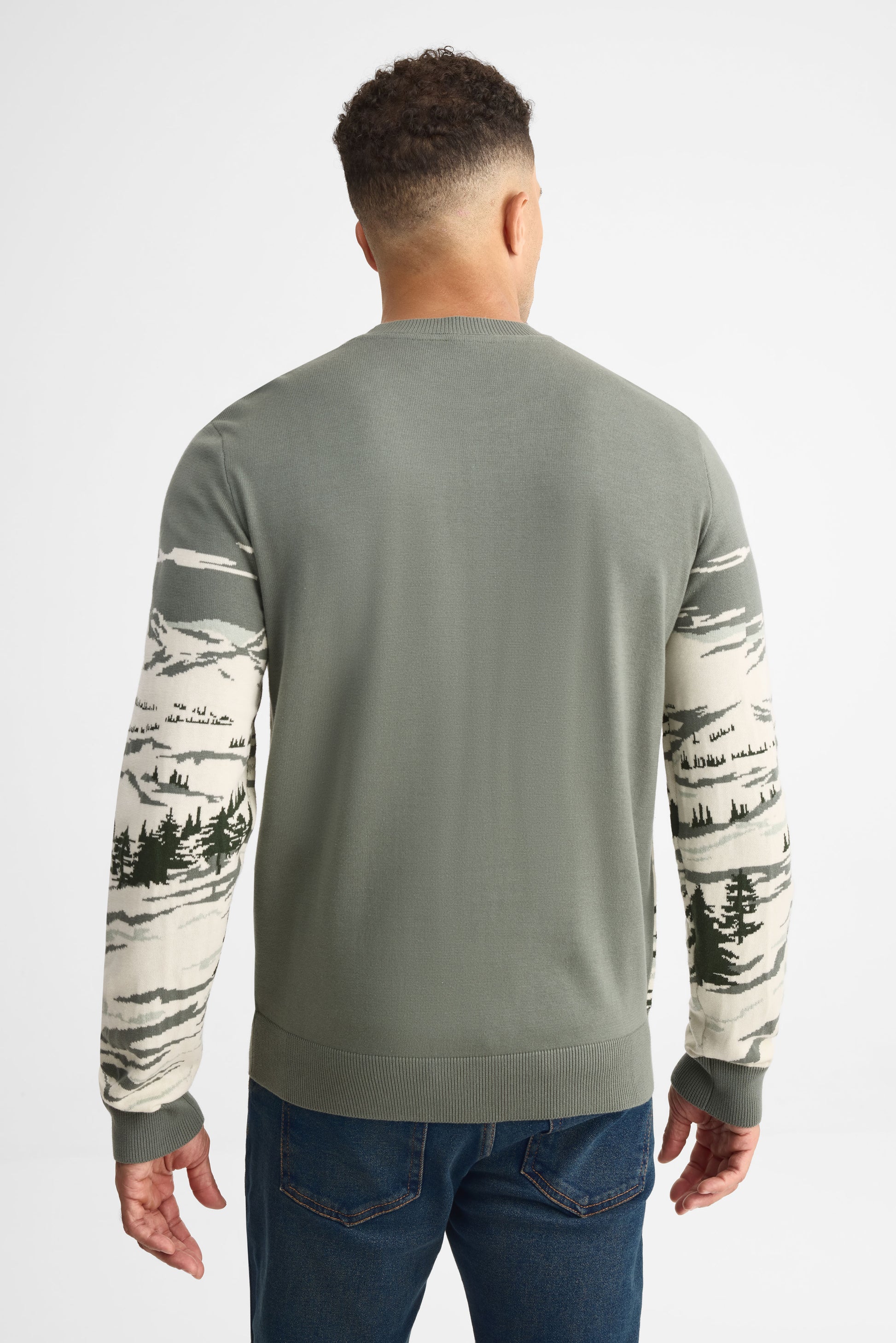 Chandail tricot col rond à manches longues – Homme && VERT