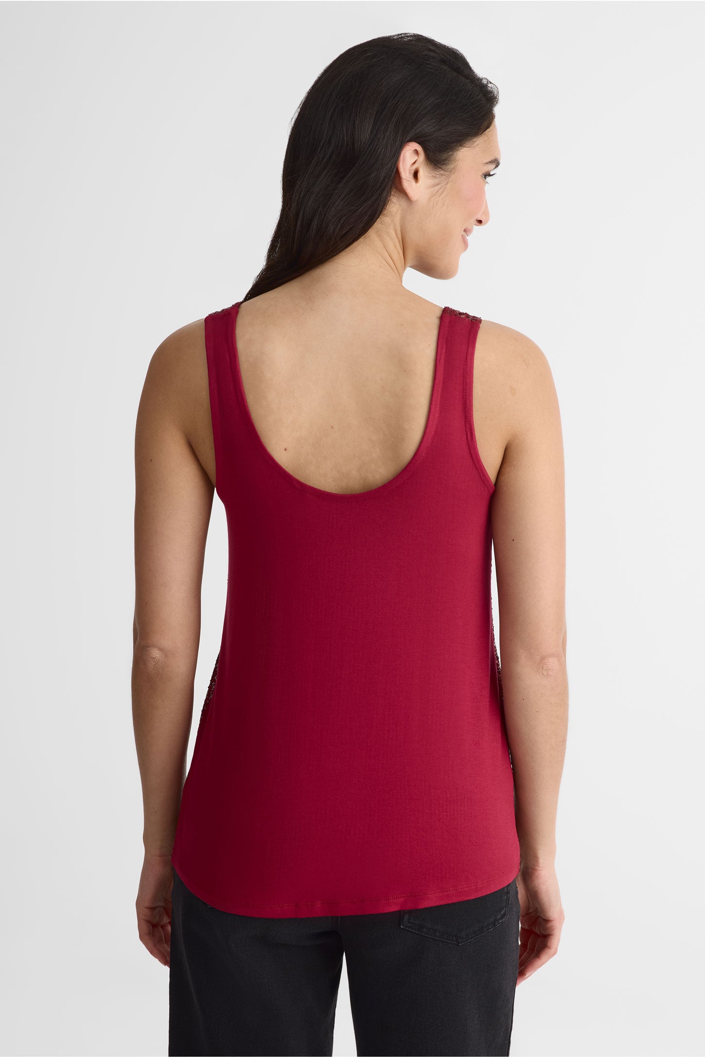 Camisole col rond à sequins – Femme && ROUGE