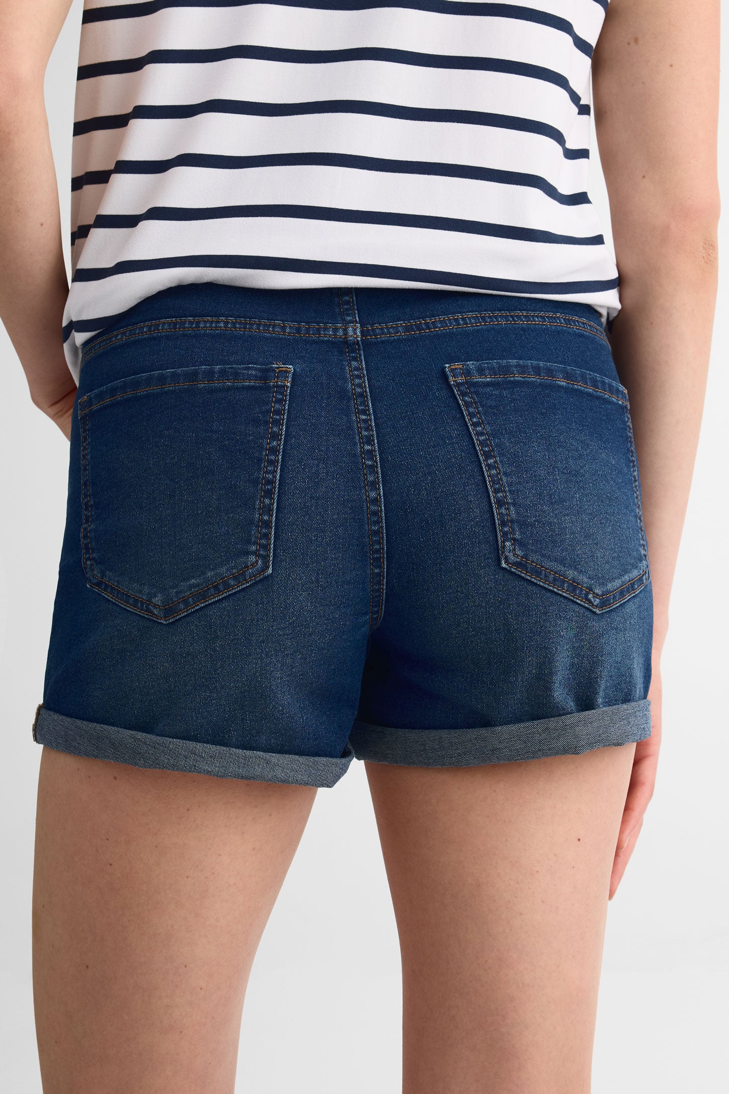 Short en denim 5 poches - Femme && DENIM FONCE