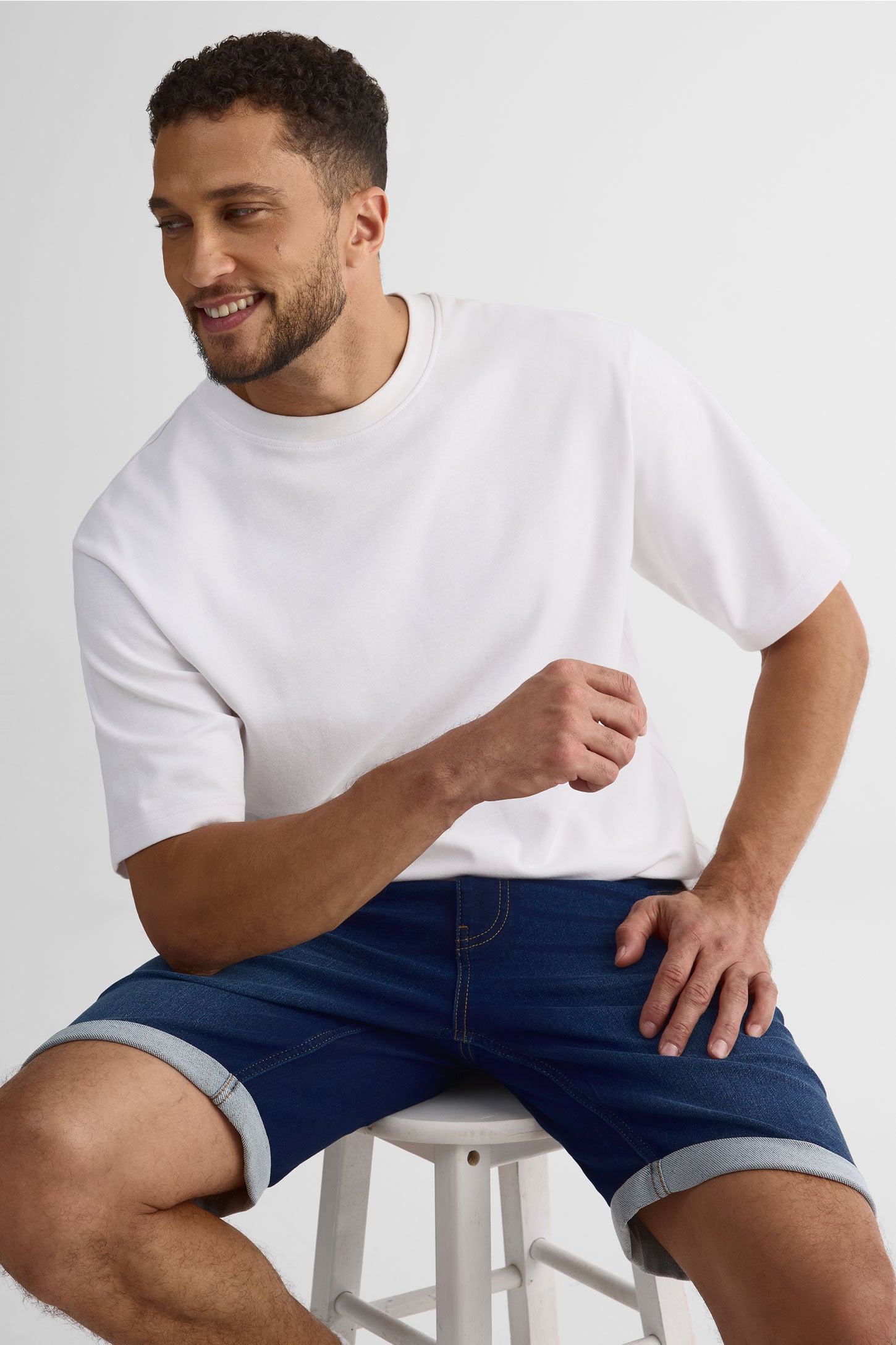 Short denim 5 poches coupe régulière - Homme && DENIM FONCE