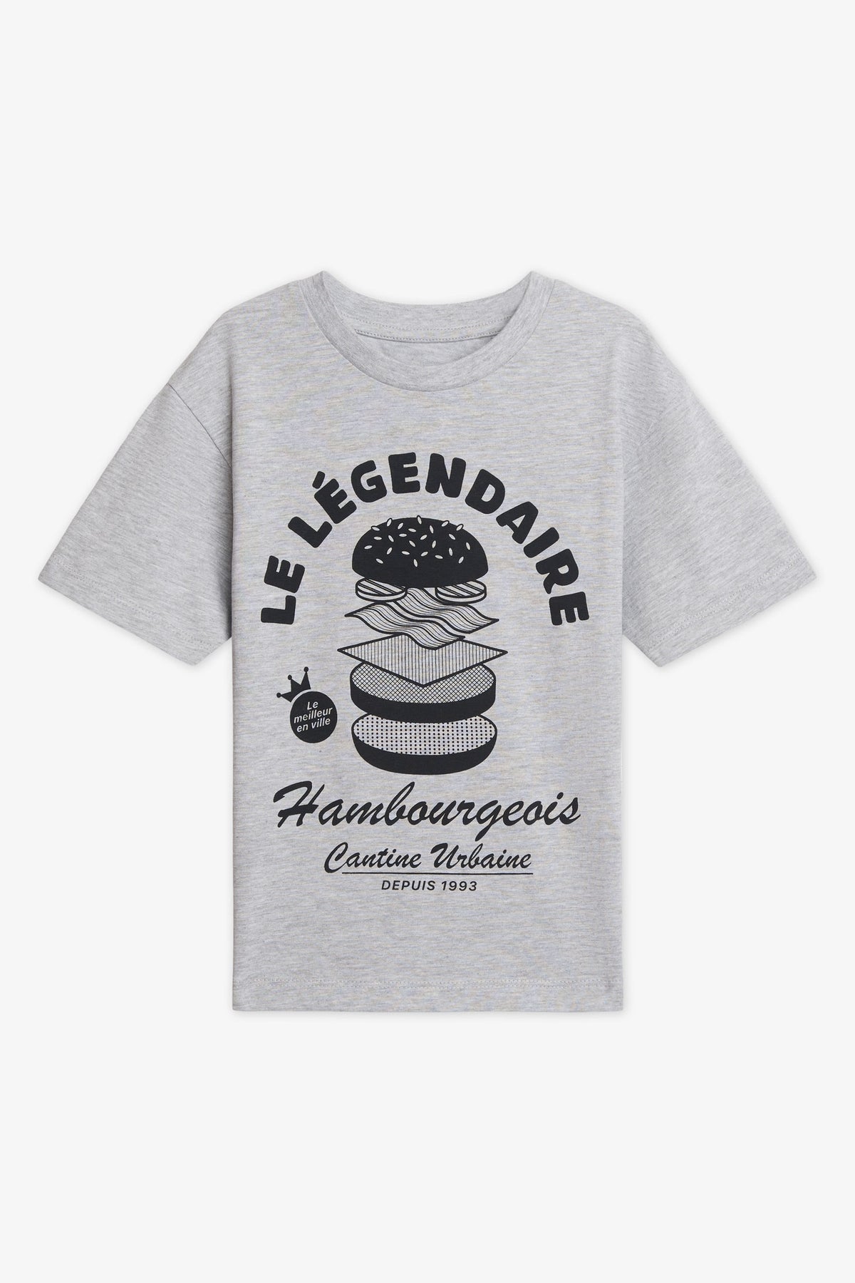 T-shirt col rond boxy uni – Enfant garçon 2/20$ && GRIS MIXTE