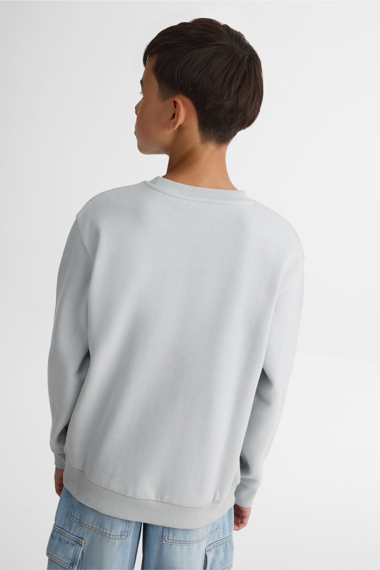 Chandail ouaté col rond coupe loose - Ado garçon && GRIS