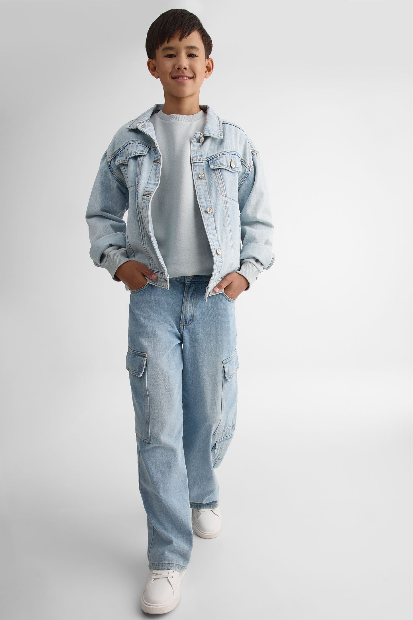 Chandail ouaté col rond coupe loose - Ado garçon && GRIS