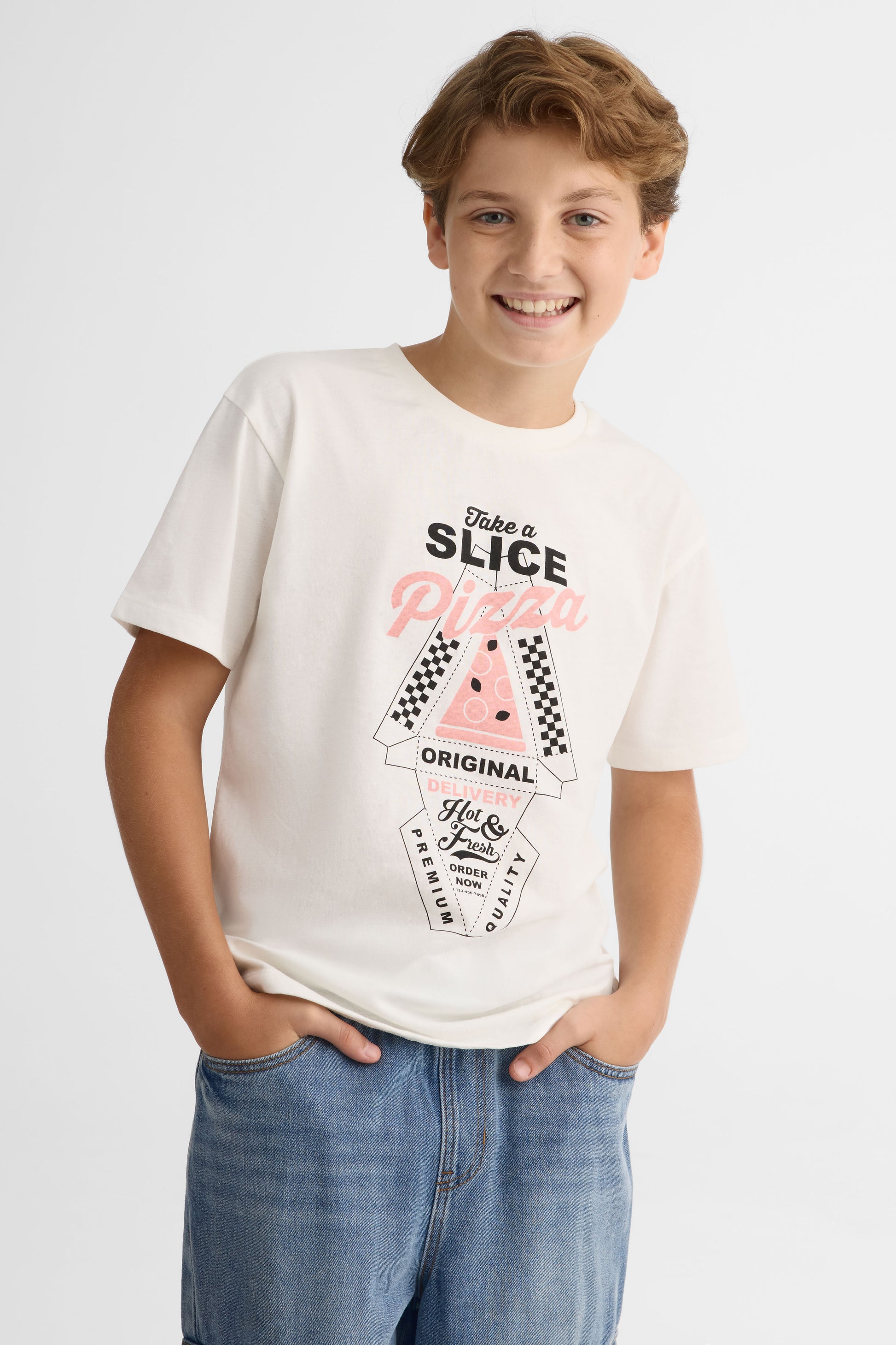 Chandail m/courtes uni imprimé – Ado garçon 2/25$ && BLANC