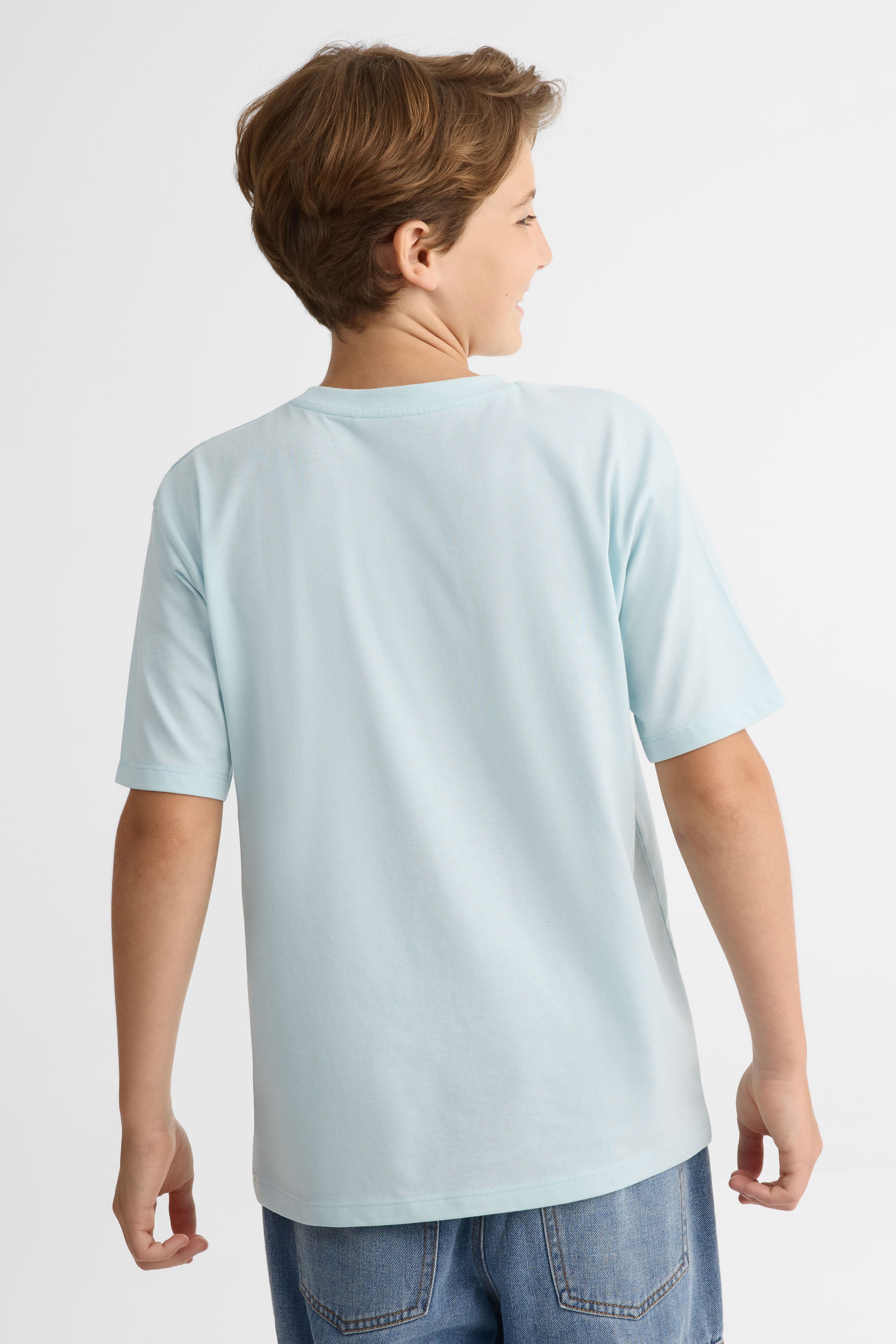 Chandail M/courtes uni en coton - Ado garçon && BLEU PALE