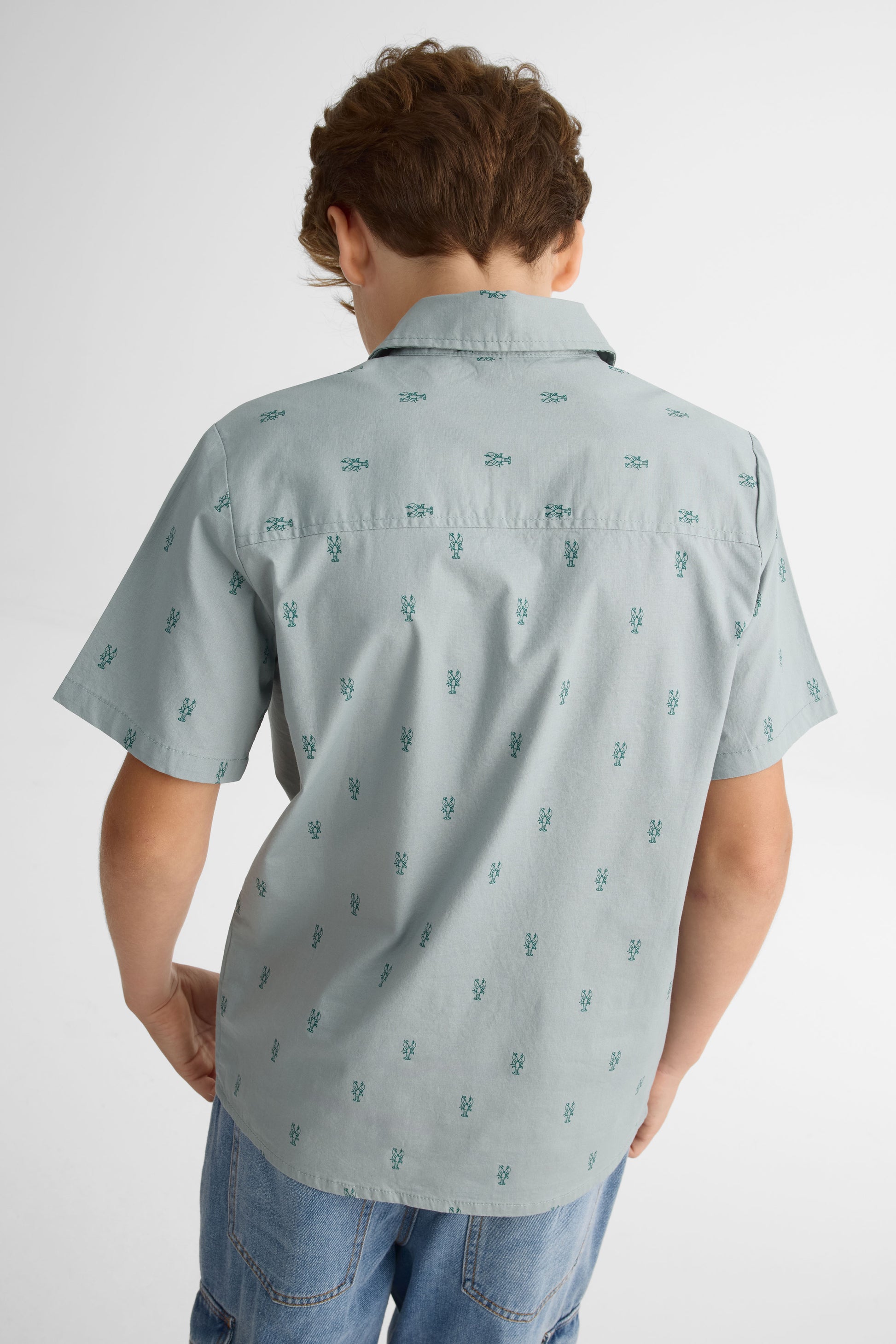 Chemise M/courtes stretch popeline - Ado garçon && BLEU MULTI