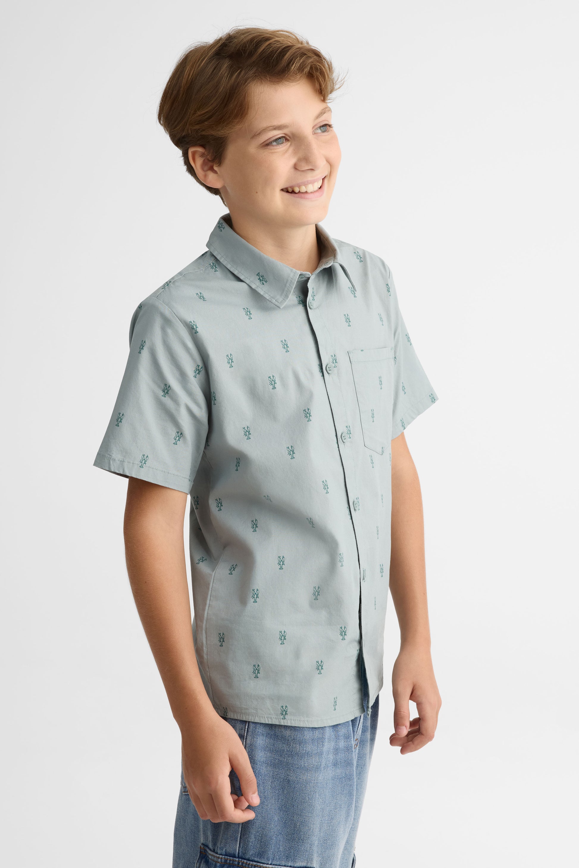 Chemise M/courtes stretch popeline - Ado garçon && BLEU MULTI