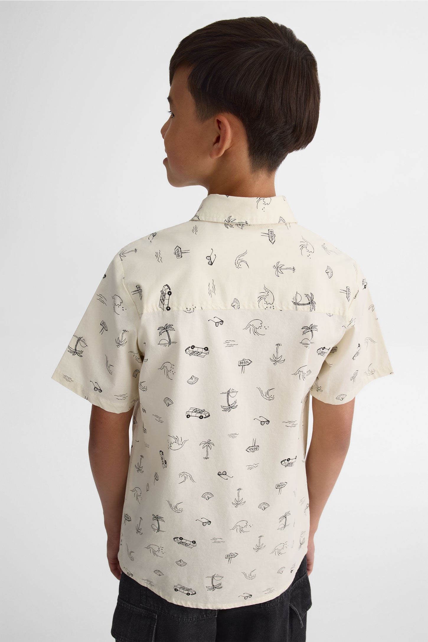 Chemise M/courtes stretch popeline - Ado garçon && BEIGE/MULTI