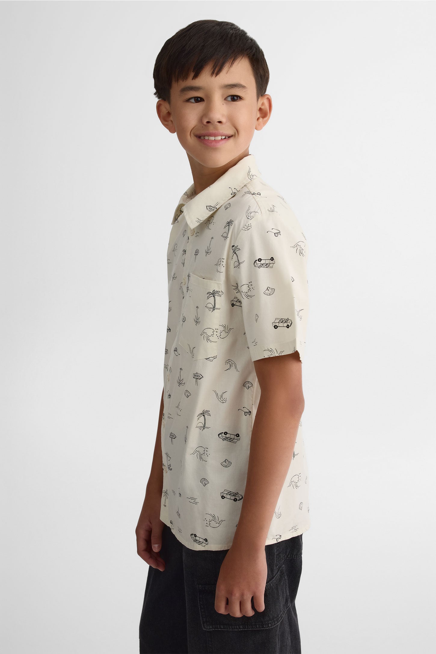 Chemise M/courtes stretch popeline - Ado garçon && BEIGE/MULTI