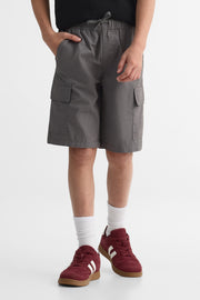 Short bermuda cargo élastique – Ado garçon && CHARBON