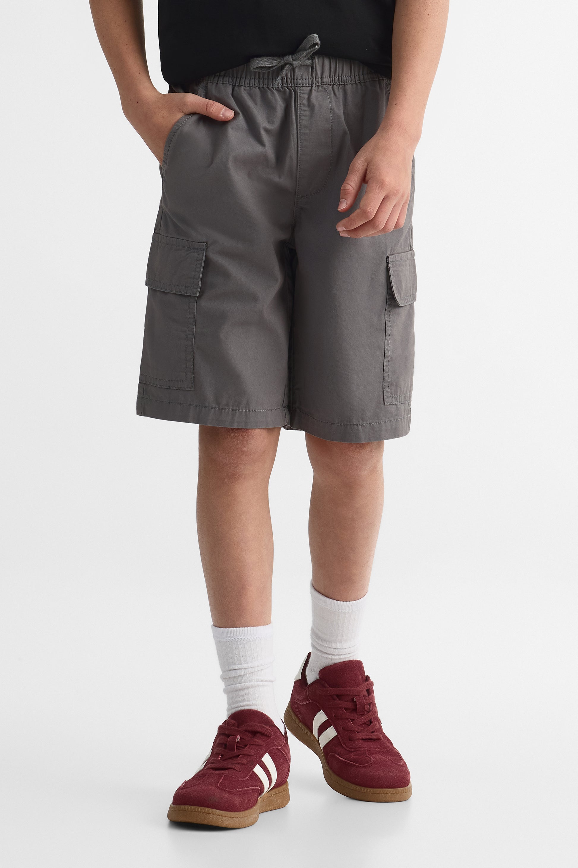 Short bermuda cargo élastique – Ado garçon && CHARBON