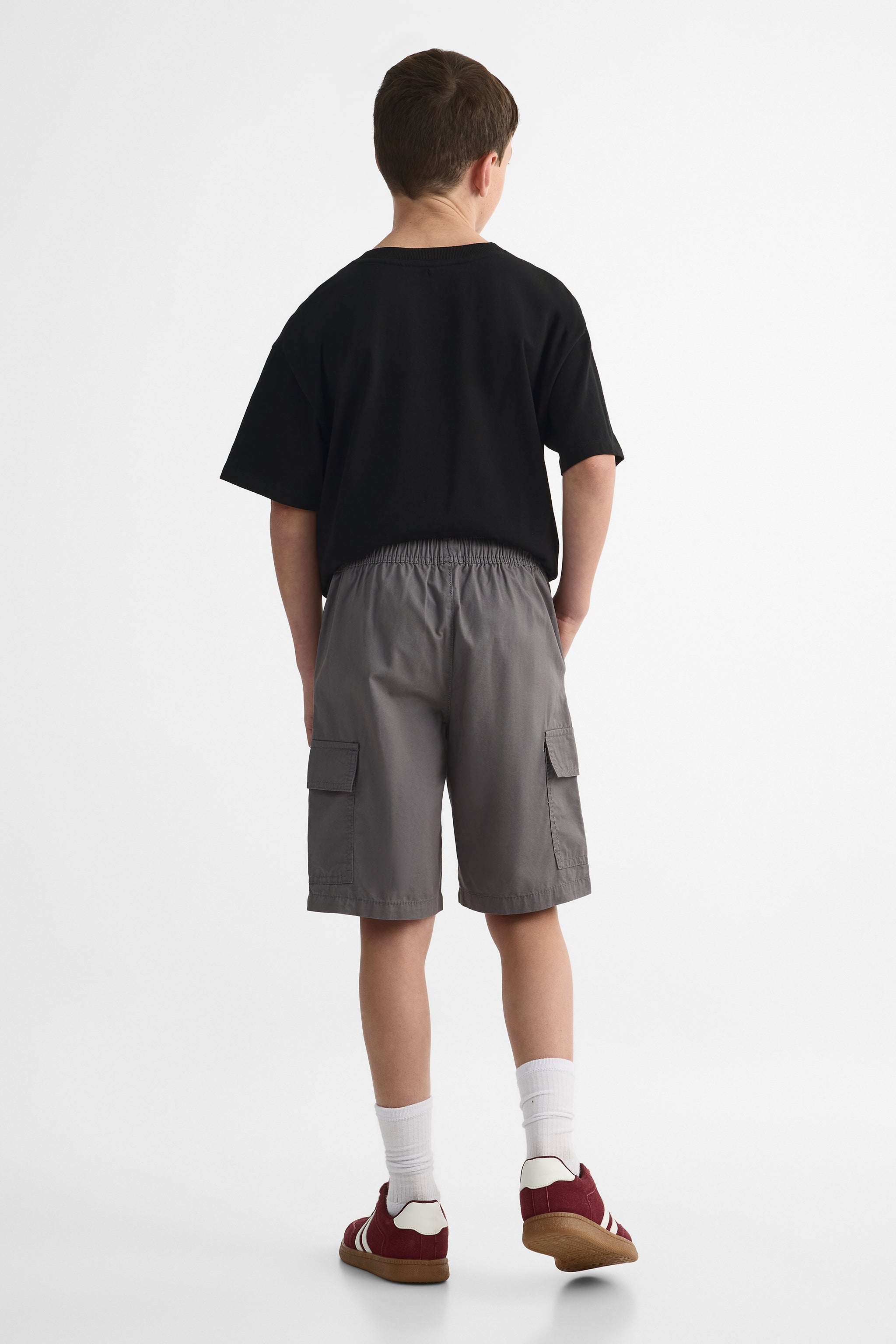Short bermuda cargo élastique – Ado garçon && CHARBON